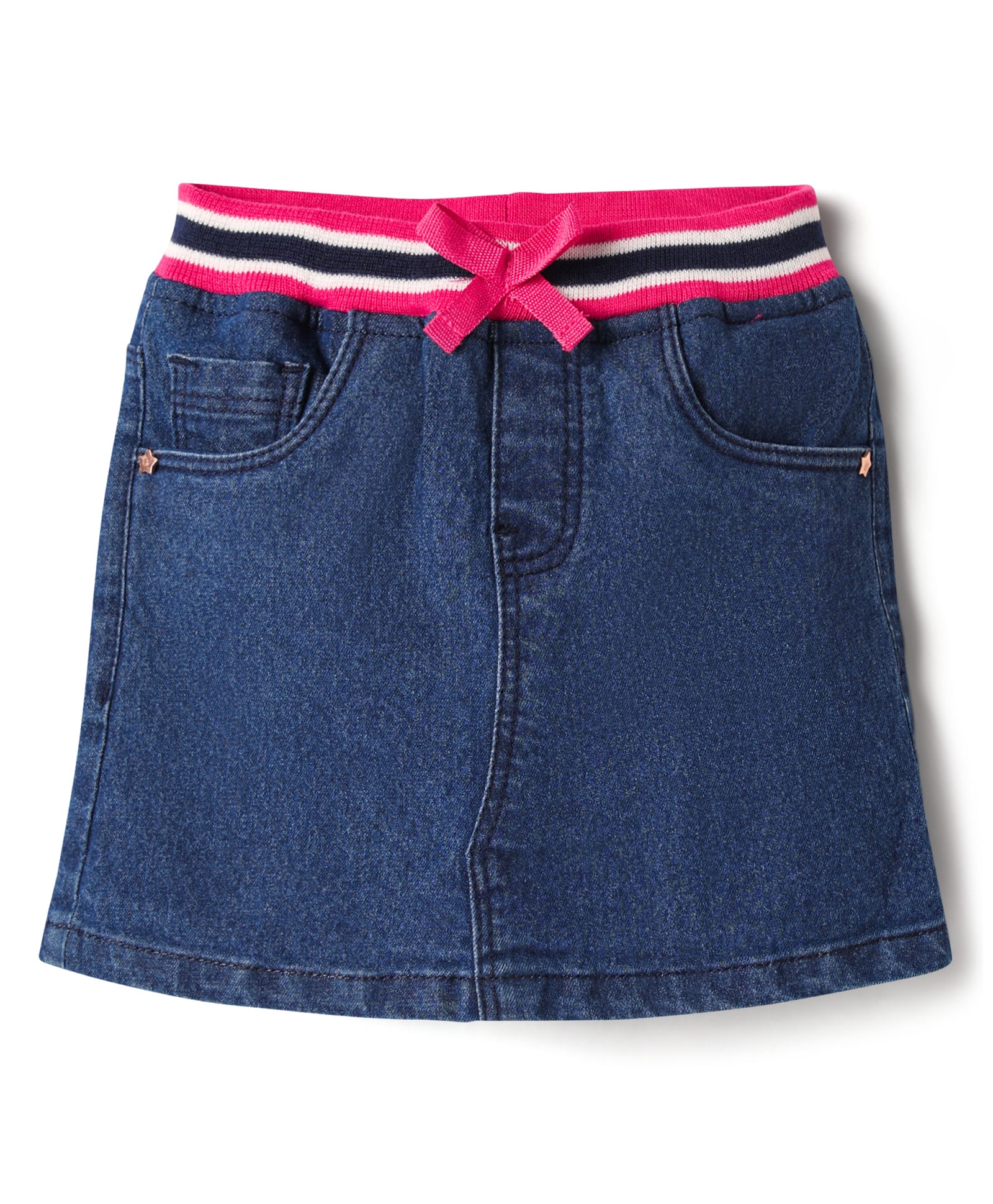 Babyhug Denim Mid Thigh Washed Skirts - Navy Blue-picture-26