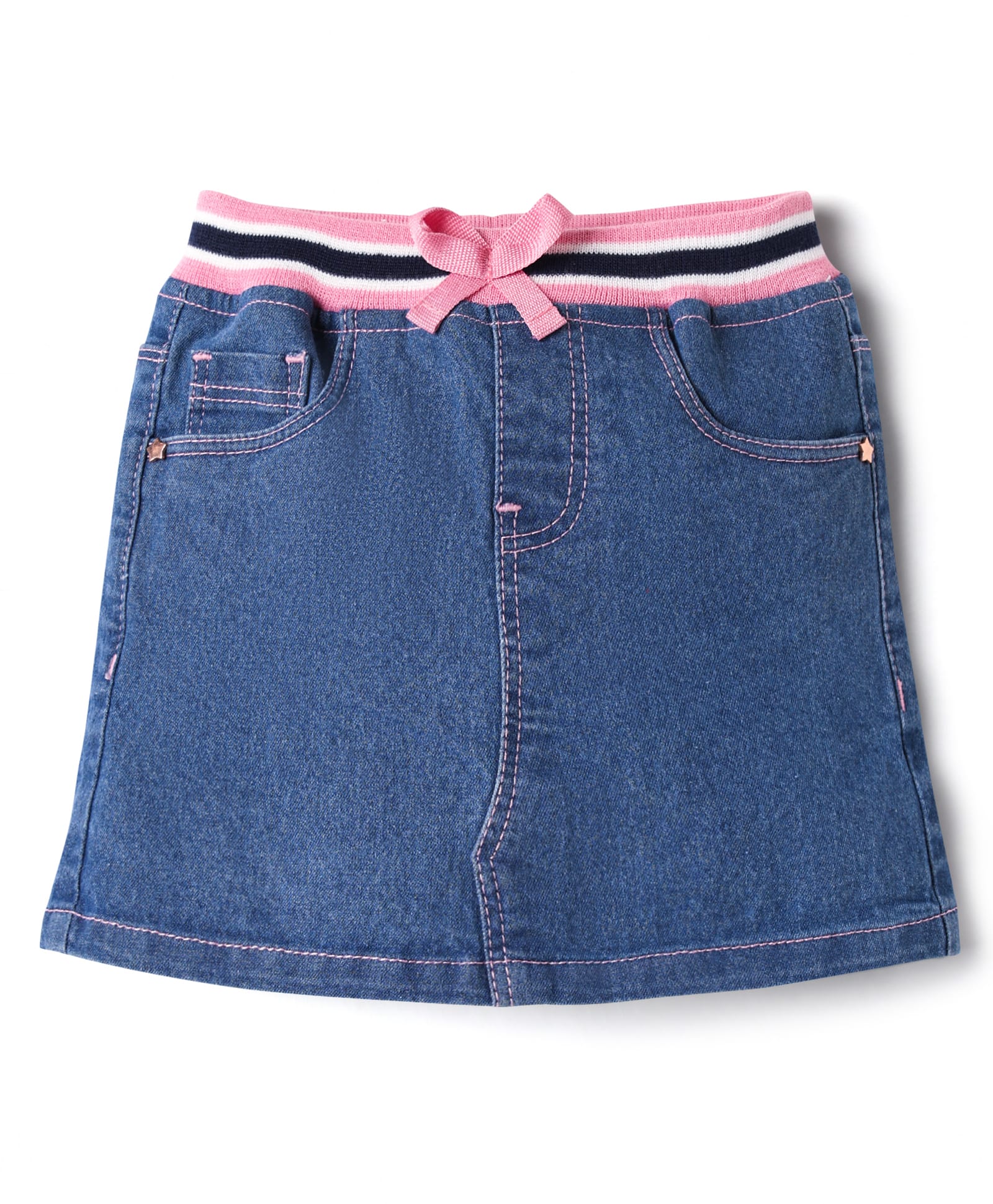 Babyhug Denim Mid Thigh Washed Skirts -Blue-image-13