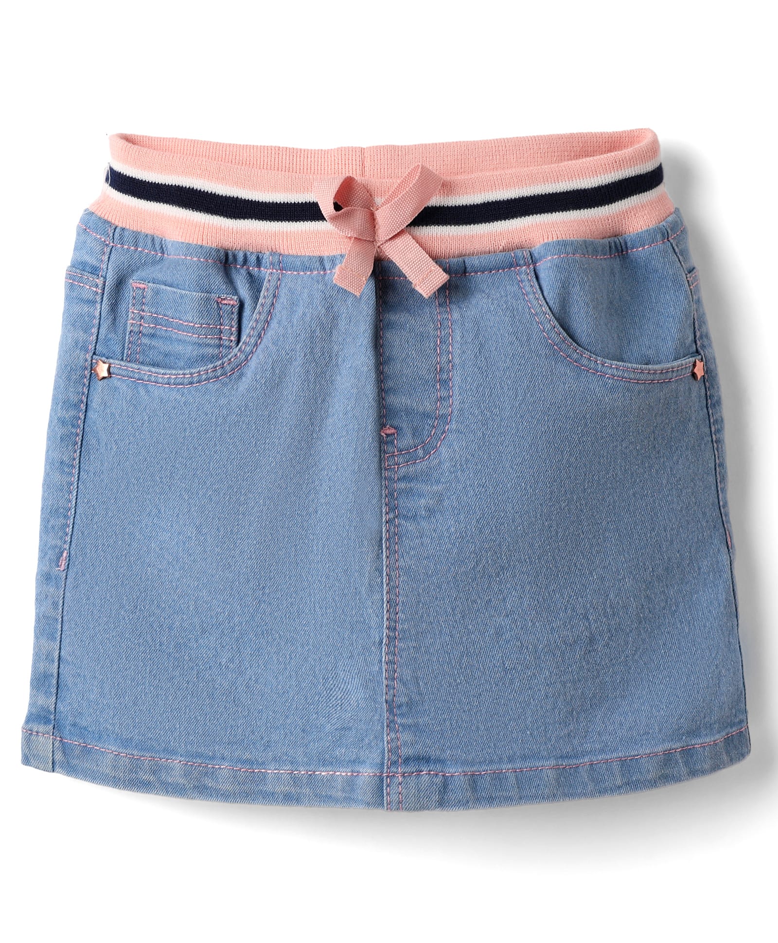 Babyhug Denim Mid Thigh Washed Skirts -Light Blue-picture-22