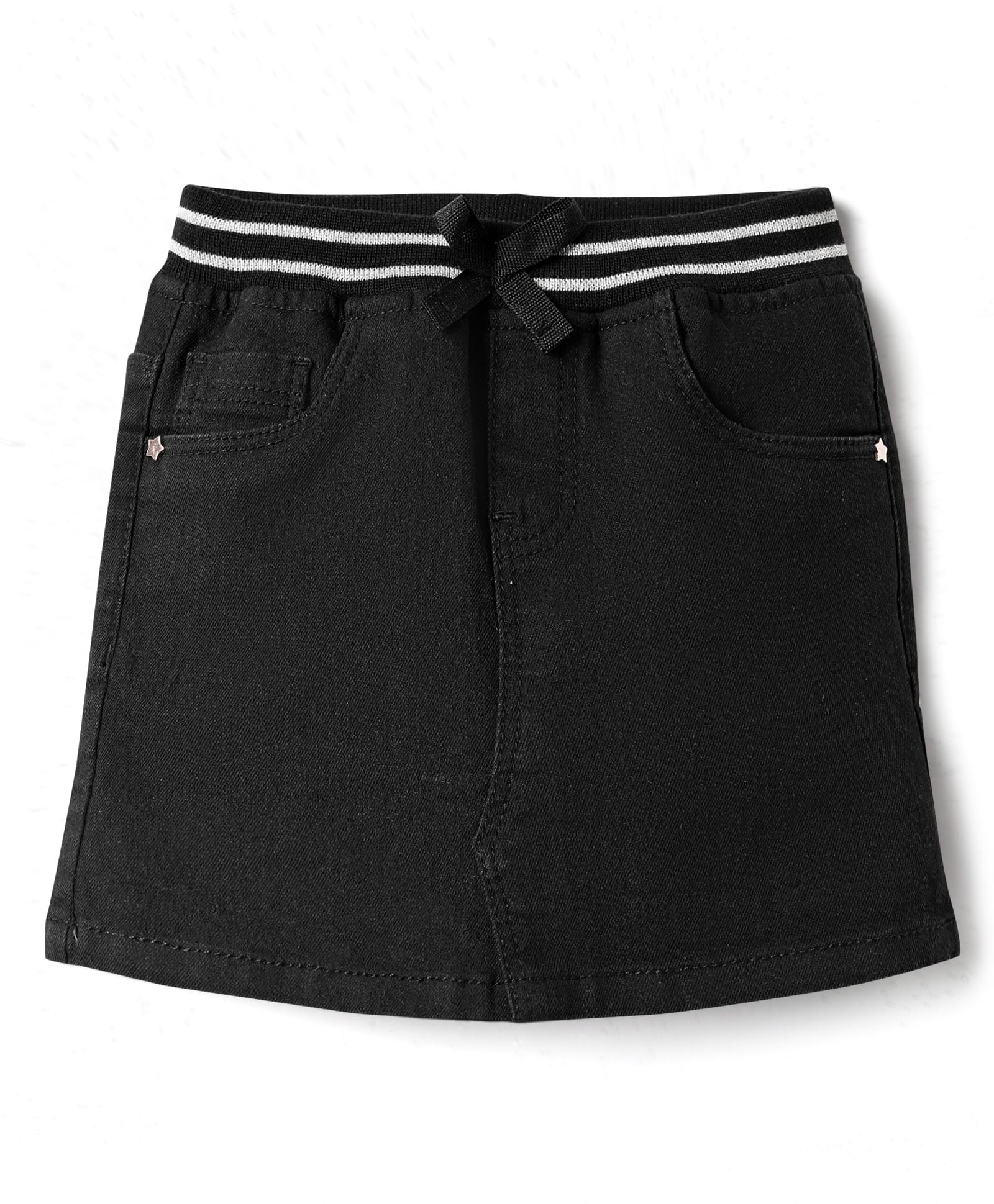 Babyhug Denim Mid Thigh Washed Skirts -Black-image-46