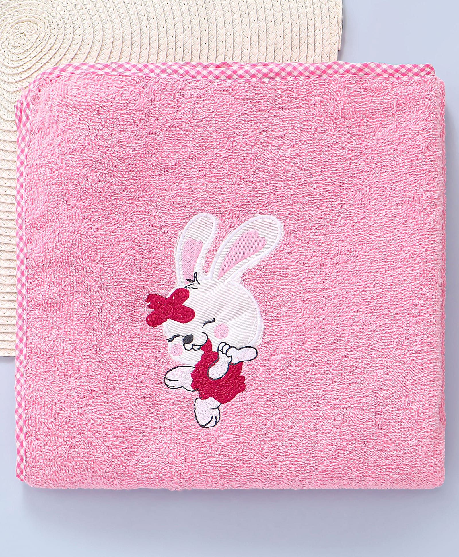 Babyhug Cotton Terry Woven Bath Towel With Bunny Embroidery L 102 x B 51 cm - Pink-image-20