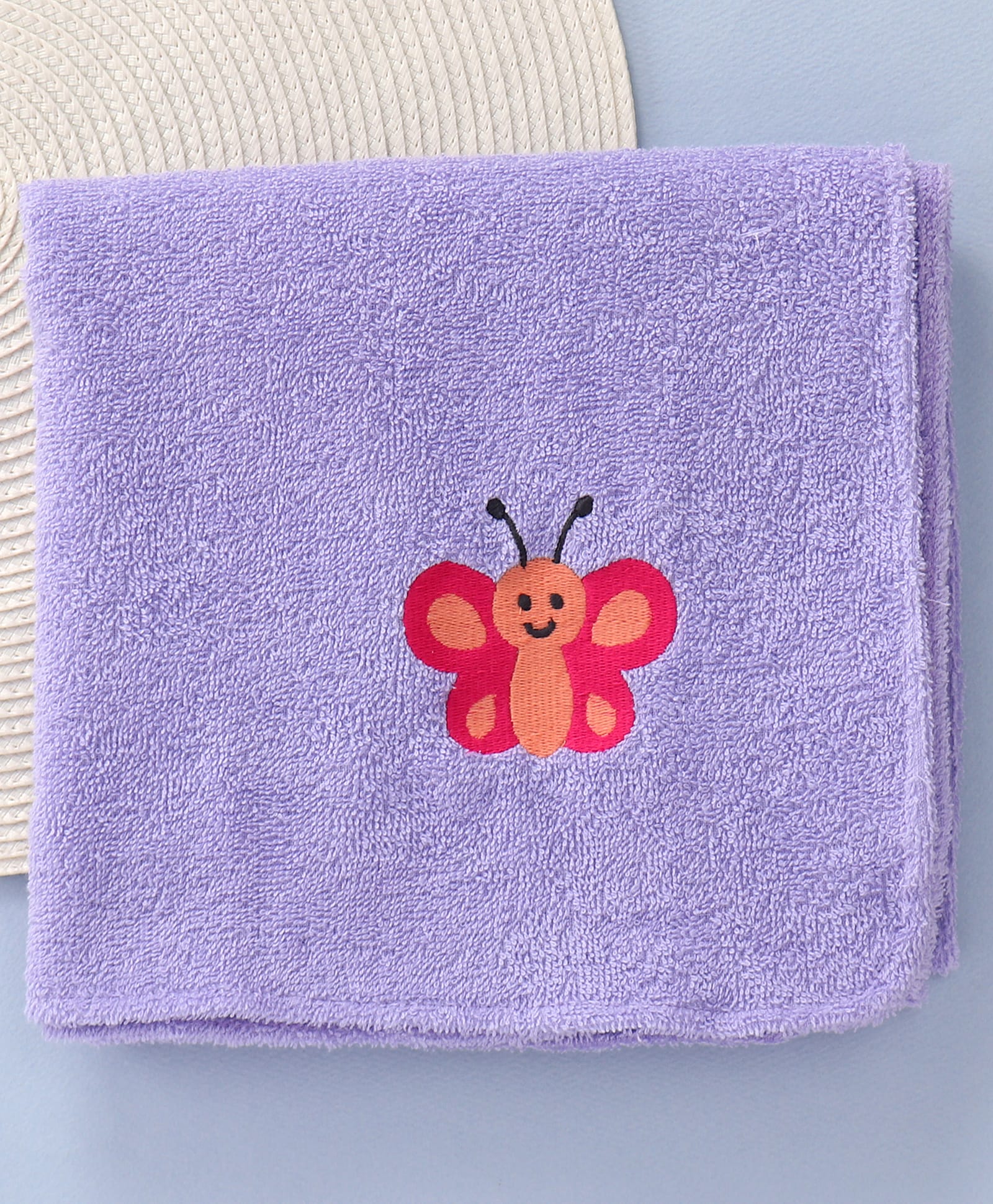 Babyhug Terry Cotton Woven Towel with Butterfly Embroidery L 91 x B 41 cm - Purple-image-9