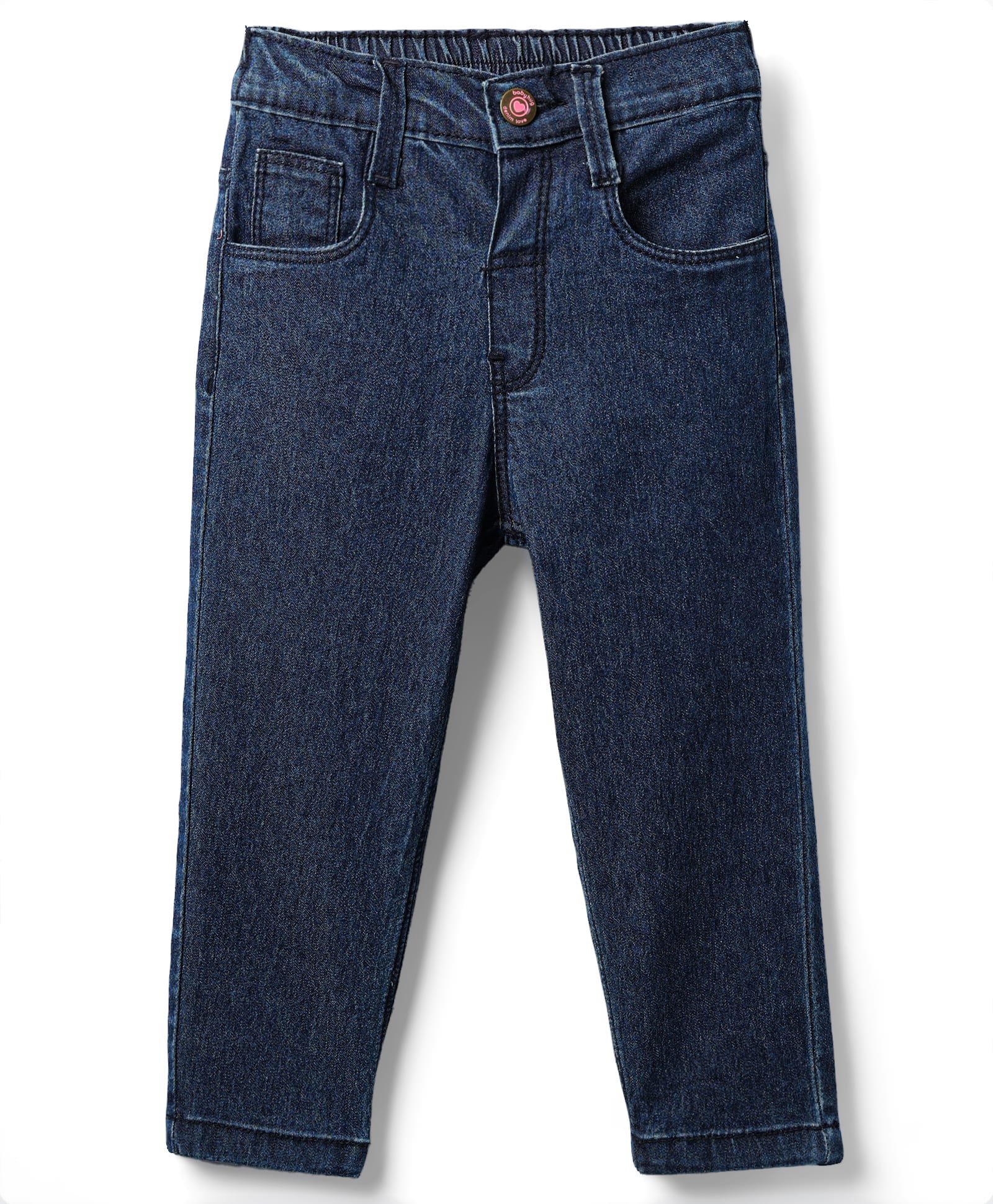 Babyhug Cotton Denim Full Length Washed Jeans With Stretch - Navy Blue-picture-22