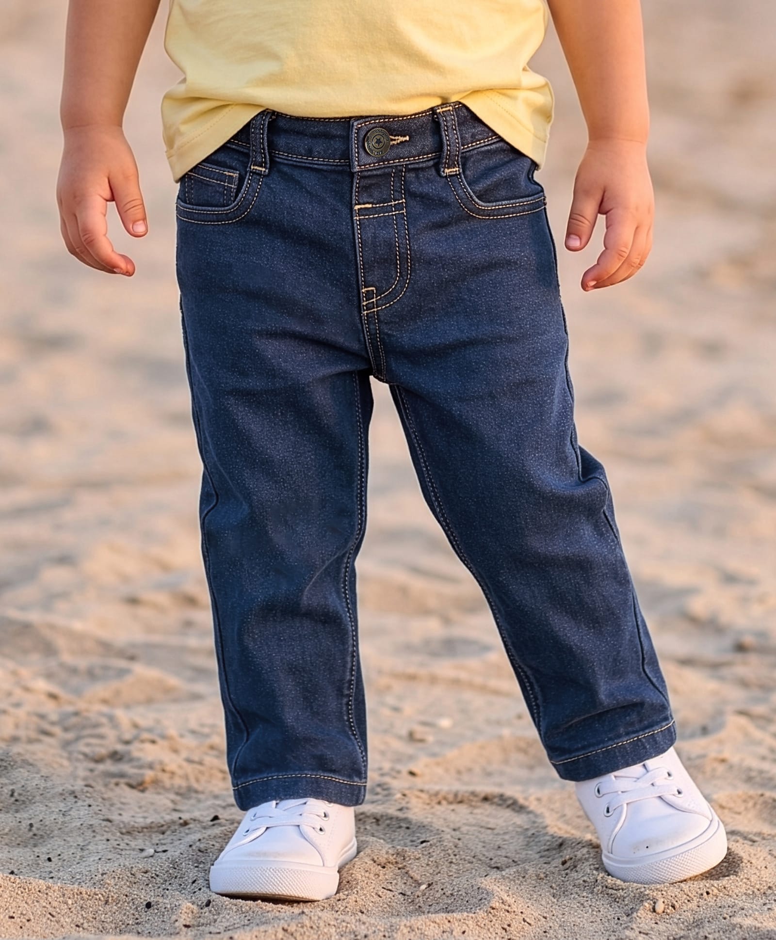Babyhug Full Length Washed Denim Jeans With Stretch - Navy Blue-picture-18