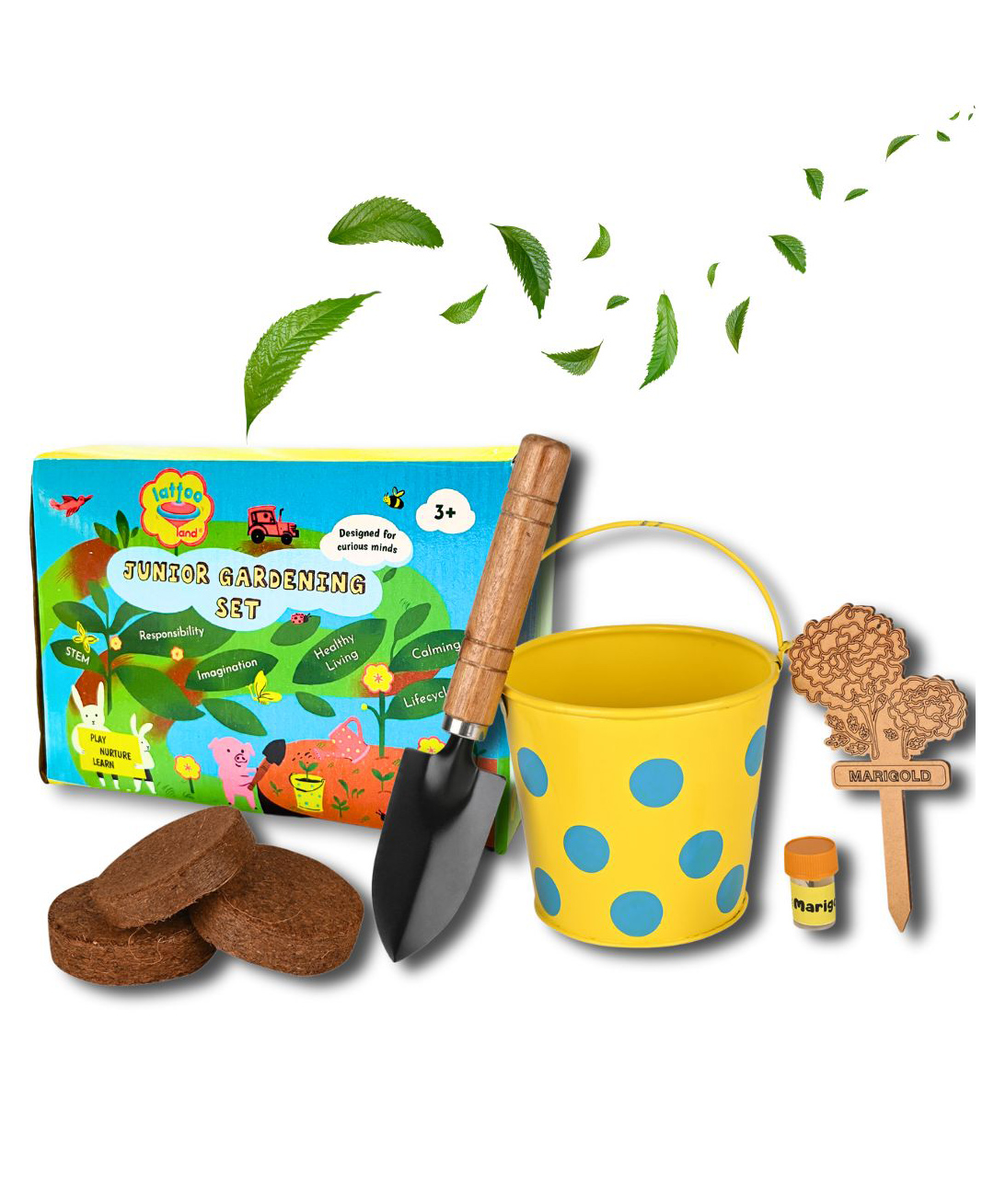 Lattooland Junior Gardening Set |Flower growing set for Kids with Child-sized Shovel, planter, seeds, soil, plant marker-image-8