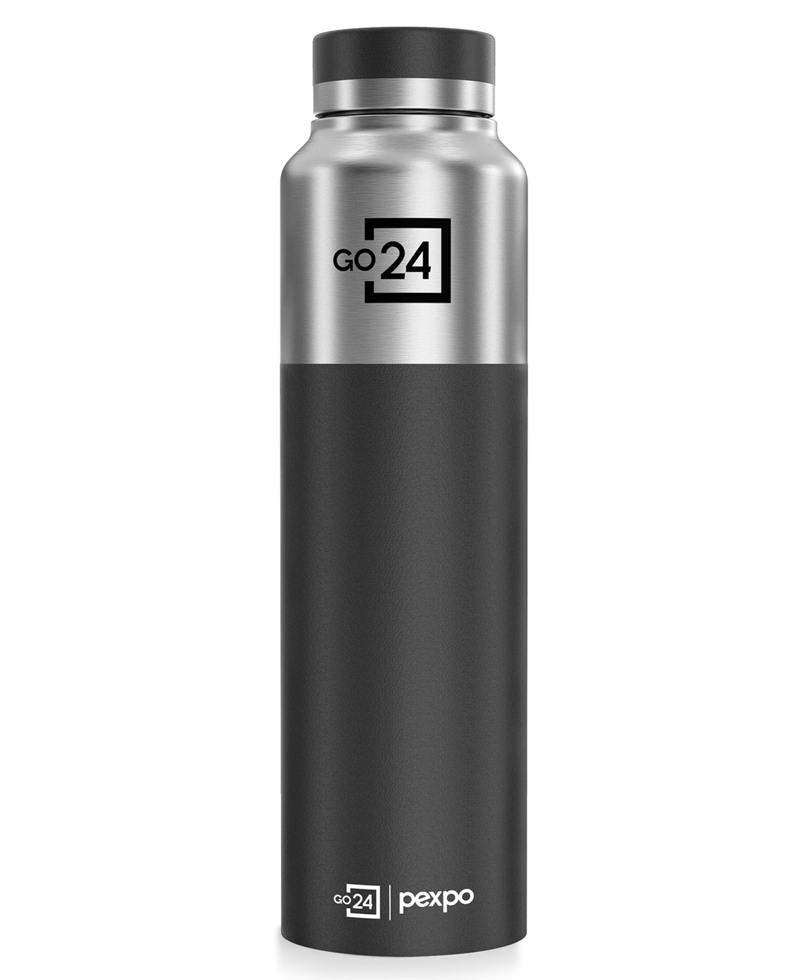 Pexpo Crown Stainless Steel Sports/Fridge Water Bottle, Silver-Knight Black Dual Tone | Eco friendly | BPA Free | Water Bottle for Office, Gym, School, Yoga, Trekking, Adults & Kids - 1000 ml-image-6