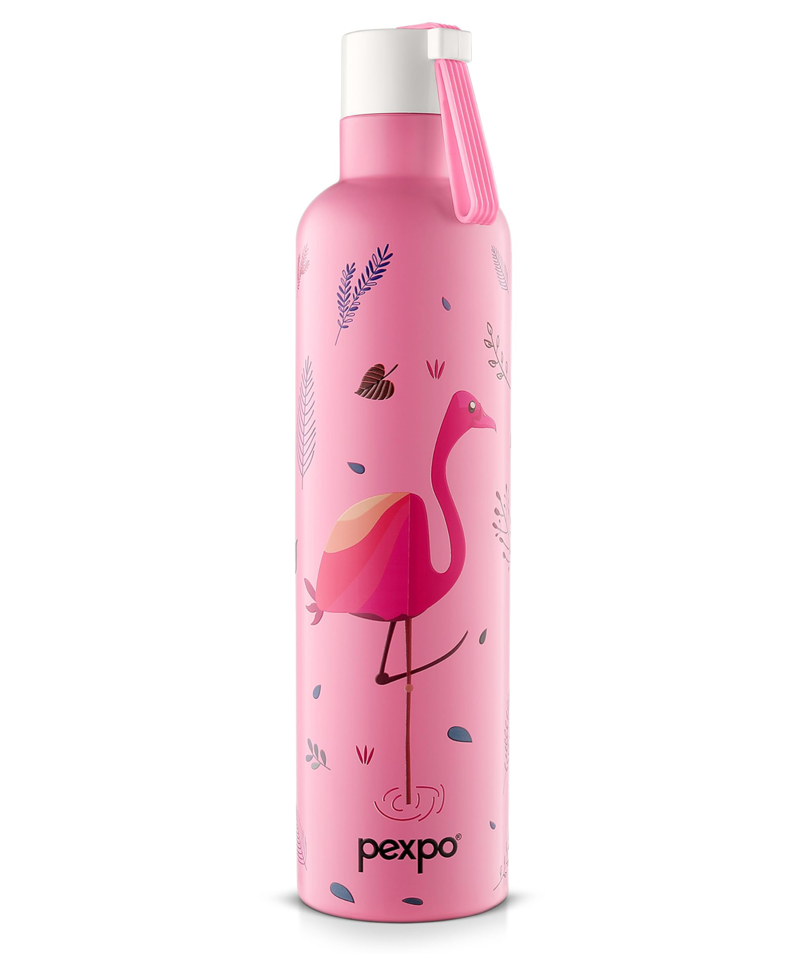 Pexpo Oslo Hot & Cold Stainless Steel Water Bottle |Vacuum Insulated Flask|ISI Certified |750 ml, Pink-Flamingo Bird Print| Office | Home |Gym|Adults-image-47