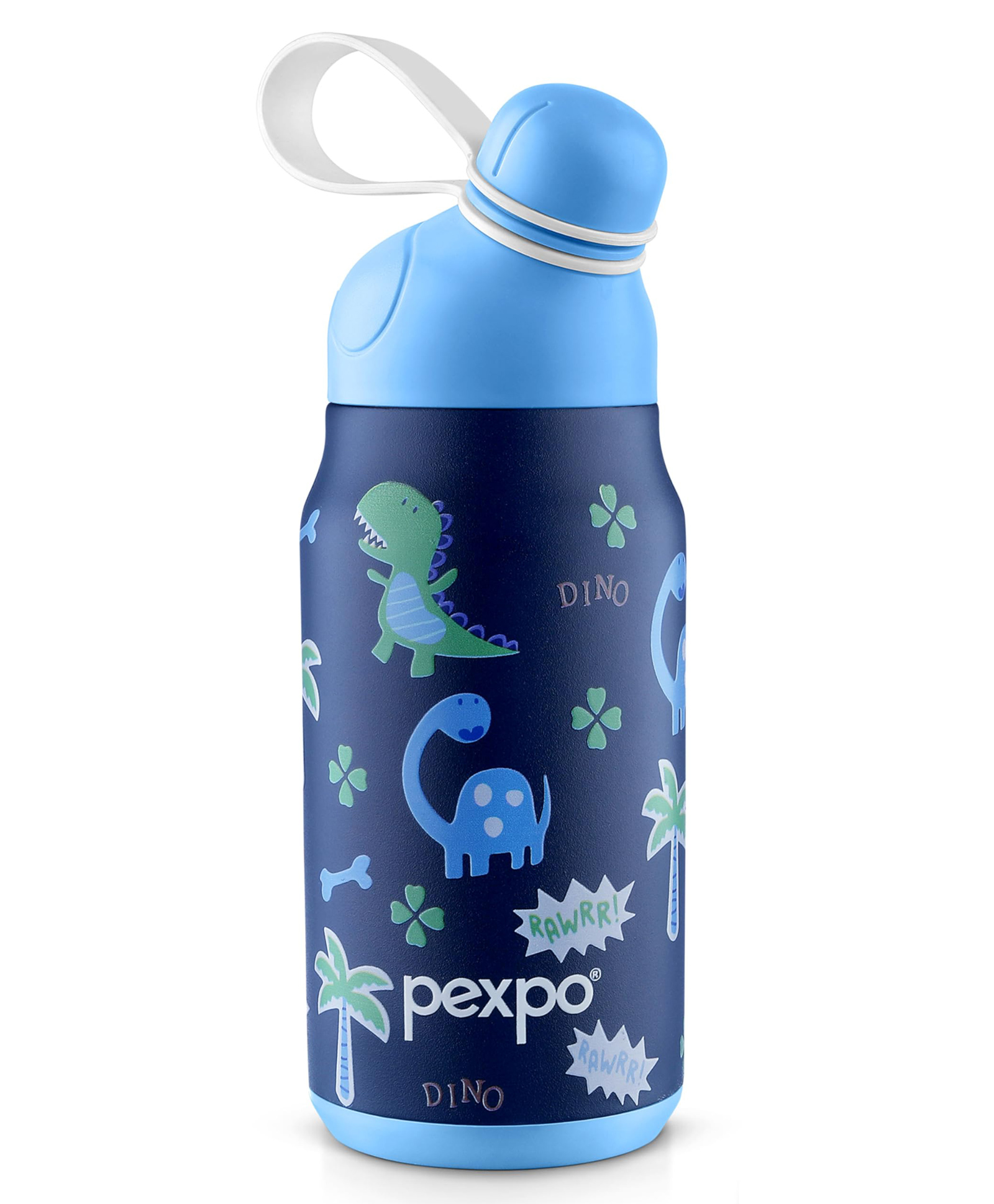 Pexpo Piano - Cute Sipper|Hot & Cold Thermoflask Dinosaure Print|Stainless Steel Water Bottle for 6+ years Kids & Adults|Vacuum Insulated|Portable Handle|Double Wall | School,Gym - 425 ml,-image-21