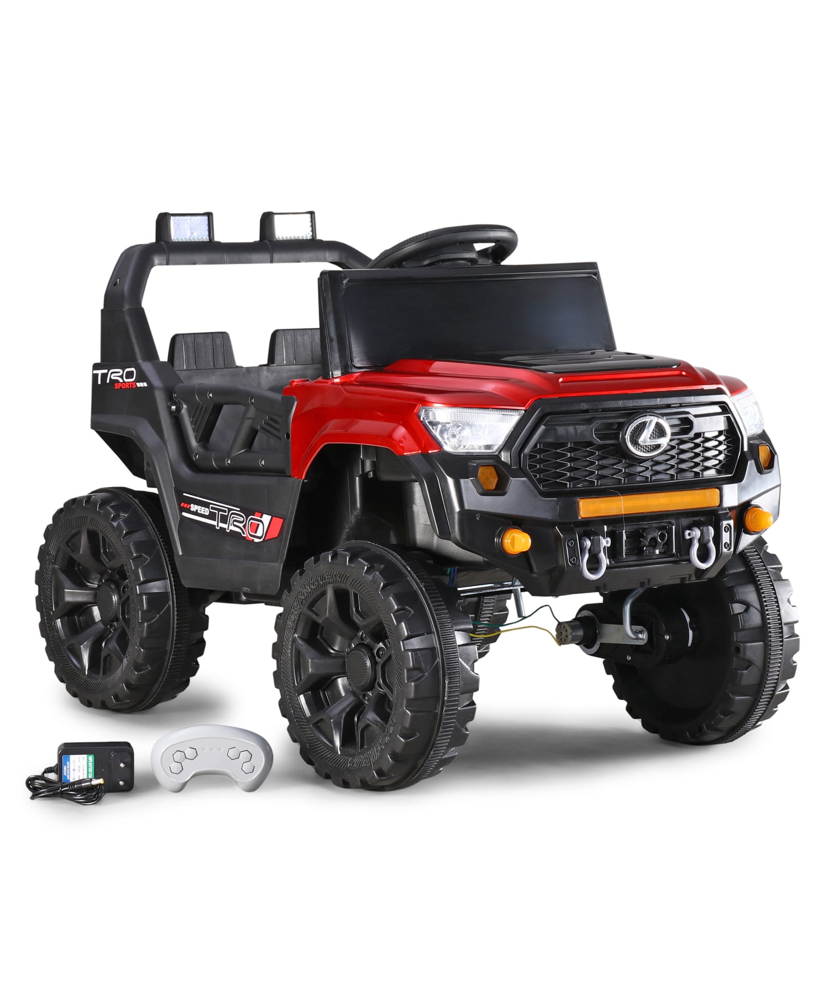 Baby Torbon 4x4 Battery Operated Ride On Jeep With Windshield Light, Bluetooth & Music- Red-image-40