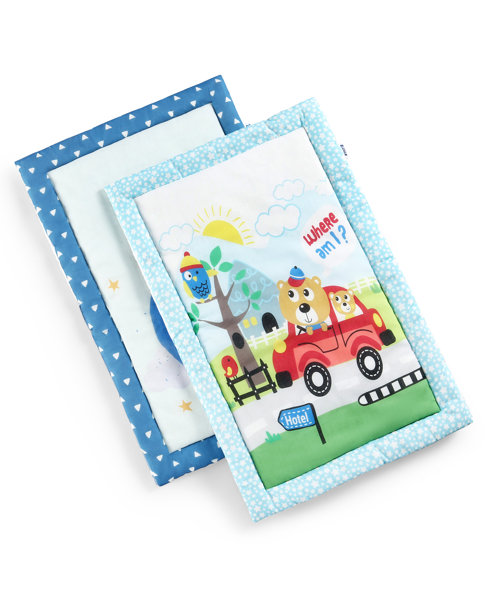 Zoe New Born Baby Cotton Flat Gadda Cozy Moon Bear & Vehicle Print Gadda - Pack of 2-picture-10
