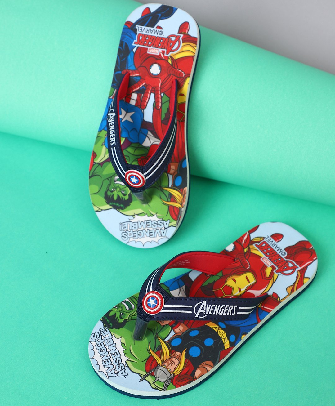 Kidsville Marvel Avengers Featuring Characters Designed Flip Flops - Navy Blue-picture-28