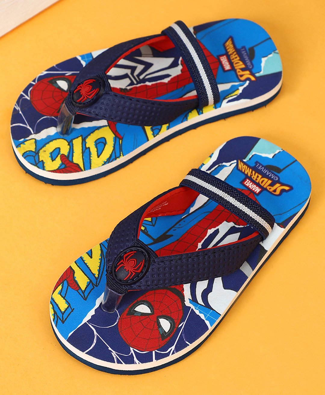 Kidsville Marvel Avengers Featuring Spider Man Character Printed Flip Flops - Navy Blue-picture-41