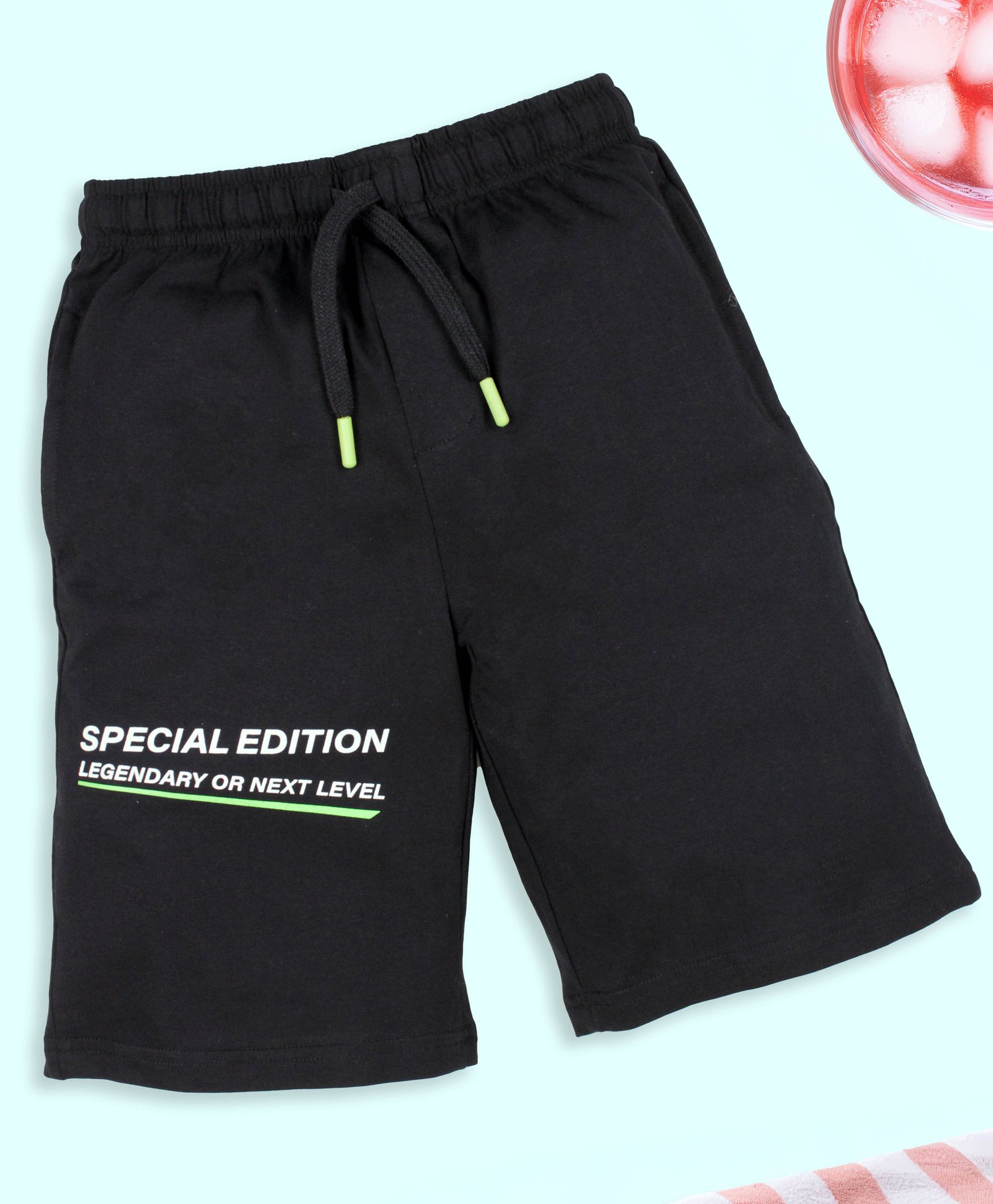 Kiddopanti Cotton Special Edition Text Printed Shorts - Black-picture-28