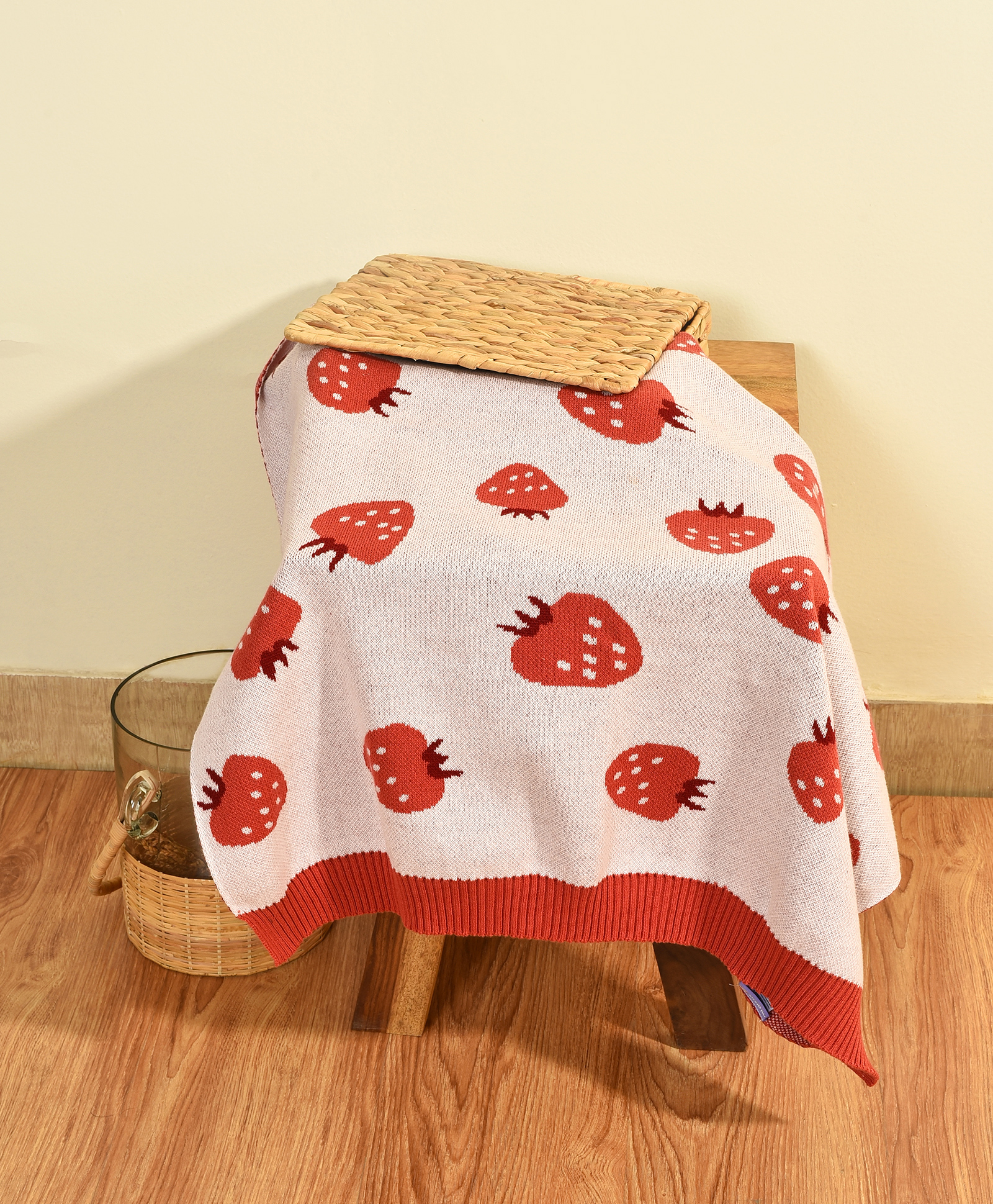 Mi Arcus Fruits Printed 100% Cotton Premium Ultra Soft Knitted Mini Me Blanket- Pink-image-23