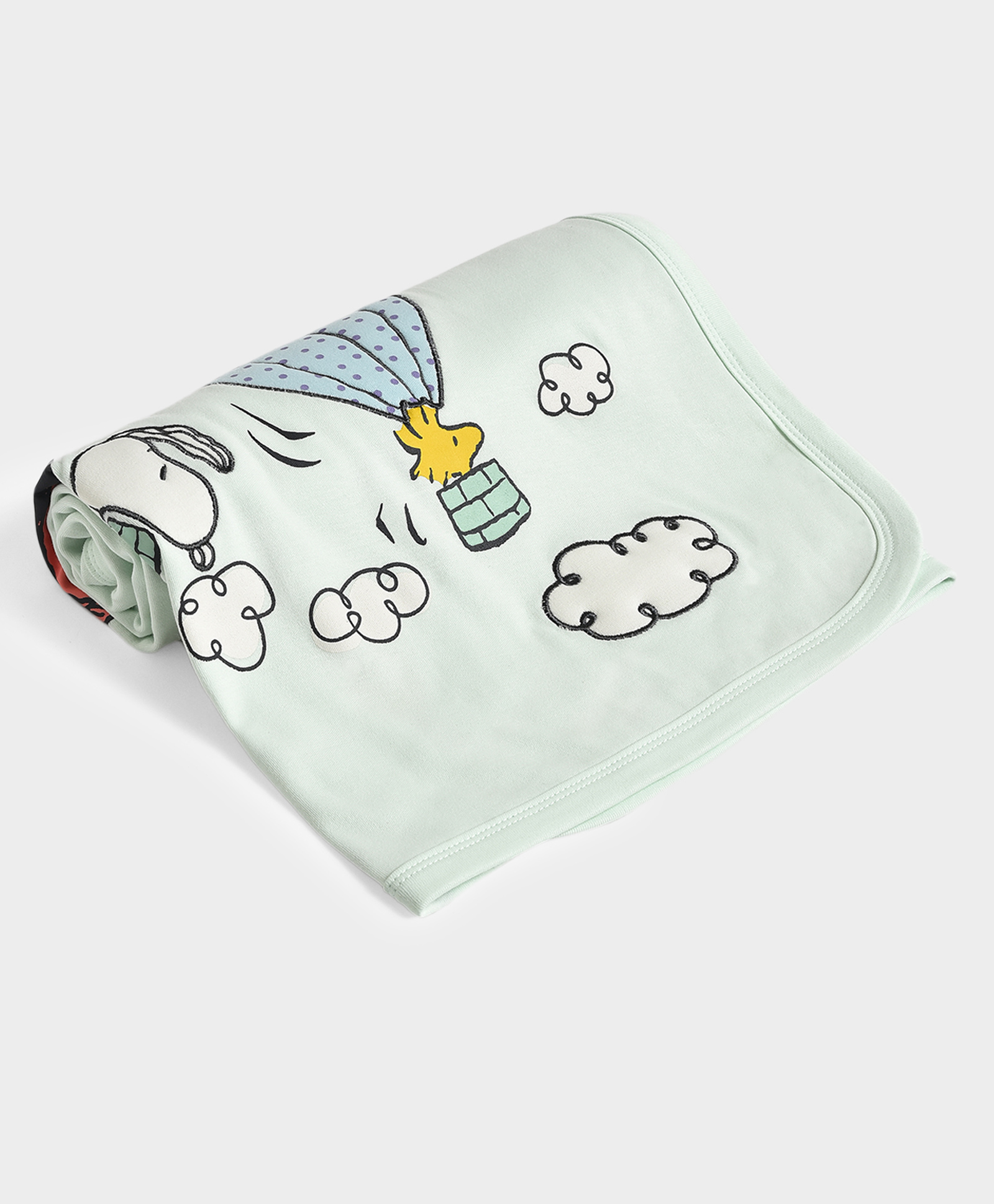 Mi Arcus Peanuts Snoopy Printed 100% Cotton Premium Ultra Soft Knitted Coming Home Blanket - Sea Green-image-18