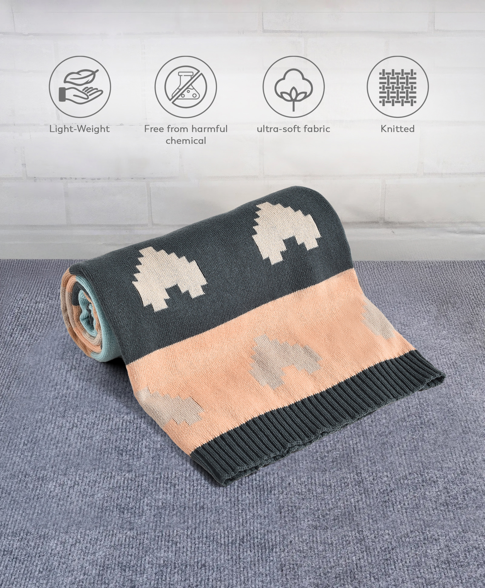 Mi Arcus100% Cotton Summer Blanket with Hearts Design -Multicolor-image-21