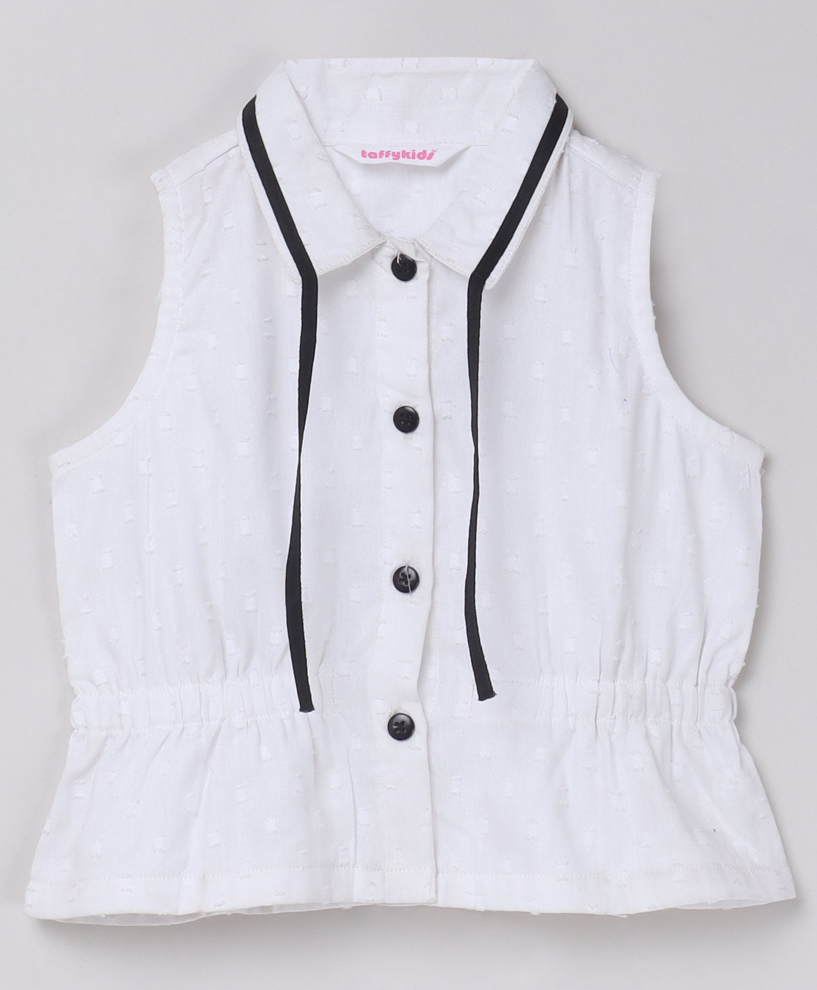 Taffykids 100% Cotton Sleeveless Swiss Dots Designed Peplum Top - White-picture-28