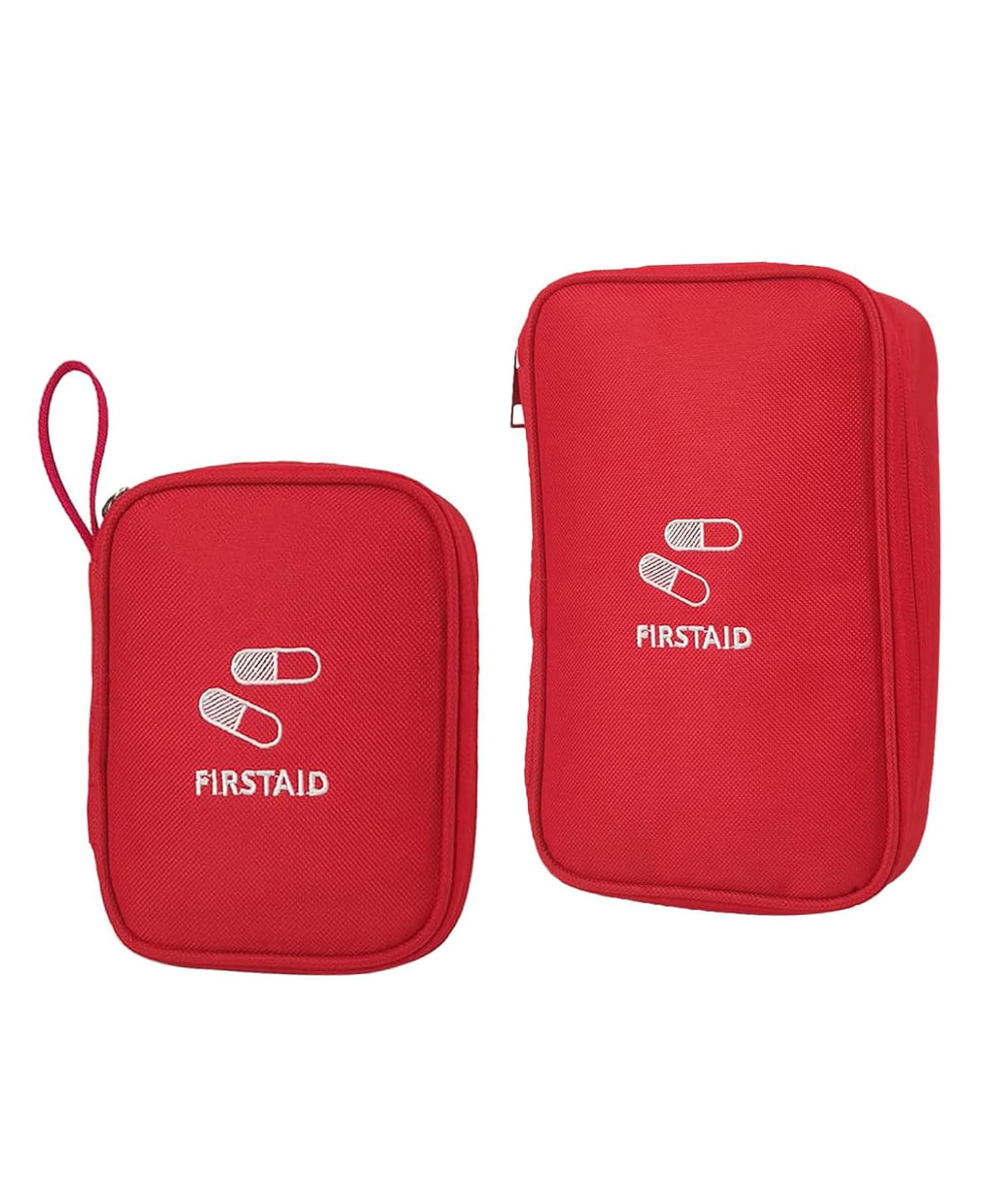 House of Quirk Portable First Aid Empty Kit Pouch mergency Survival Bag Medicine Bag for Home Office Travel Camping Sport Backpacking Hiking Cycling Gym (Set of 2, Small + Large, Red)-image-17