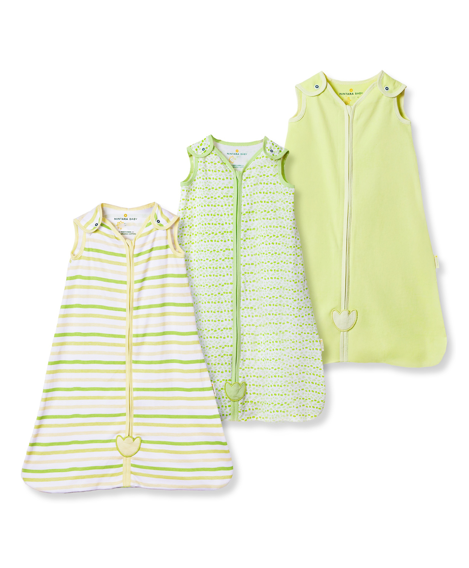 Nintara Baby Lightweight, 100% Organic Cotton 0.5 TOG Small Sleep Sack Pack of 3 - Multicolour-image-41