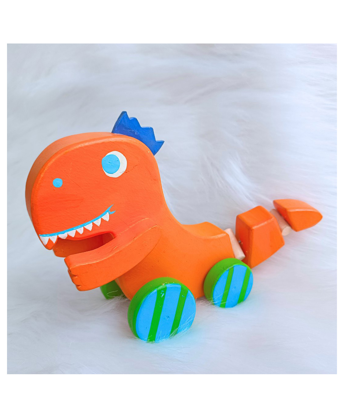 Taruh Kids Wooden Dinosaur Pull Along Toy - Orange-image-49