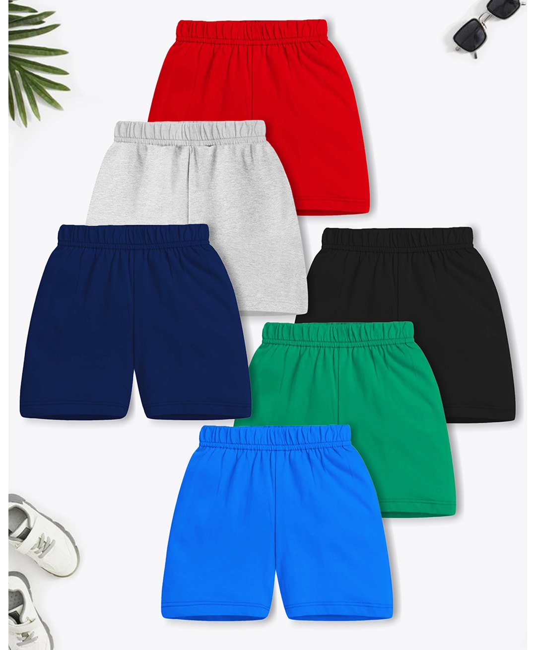 Trampoline Cotton Blend Pack Of 6 Solid Shorts - Multi Colour-picture-10