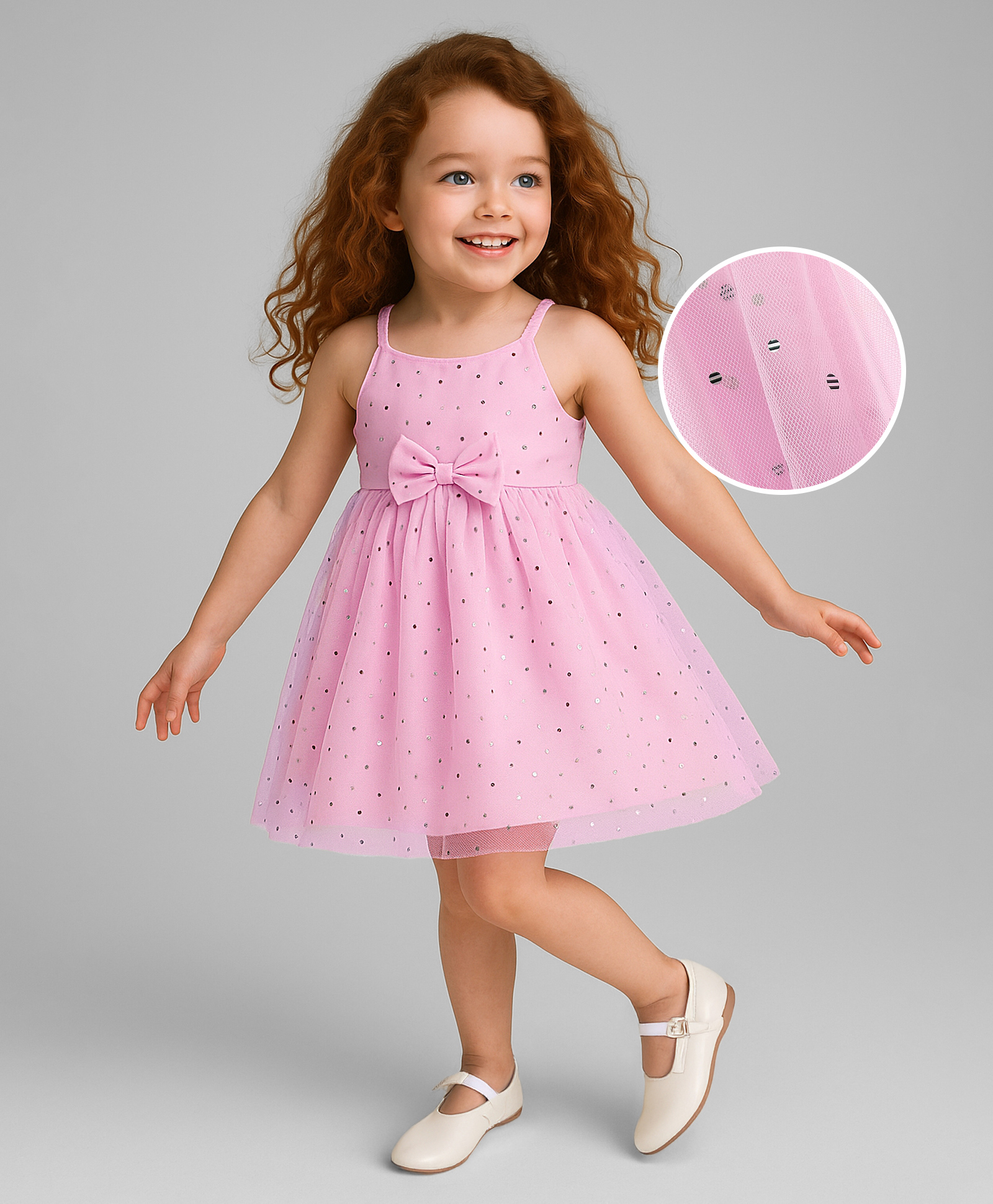 Babyhug Woven Sleeveless Dress with Bow Applique & Foil Print - Pink-image-21