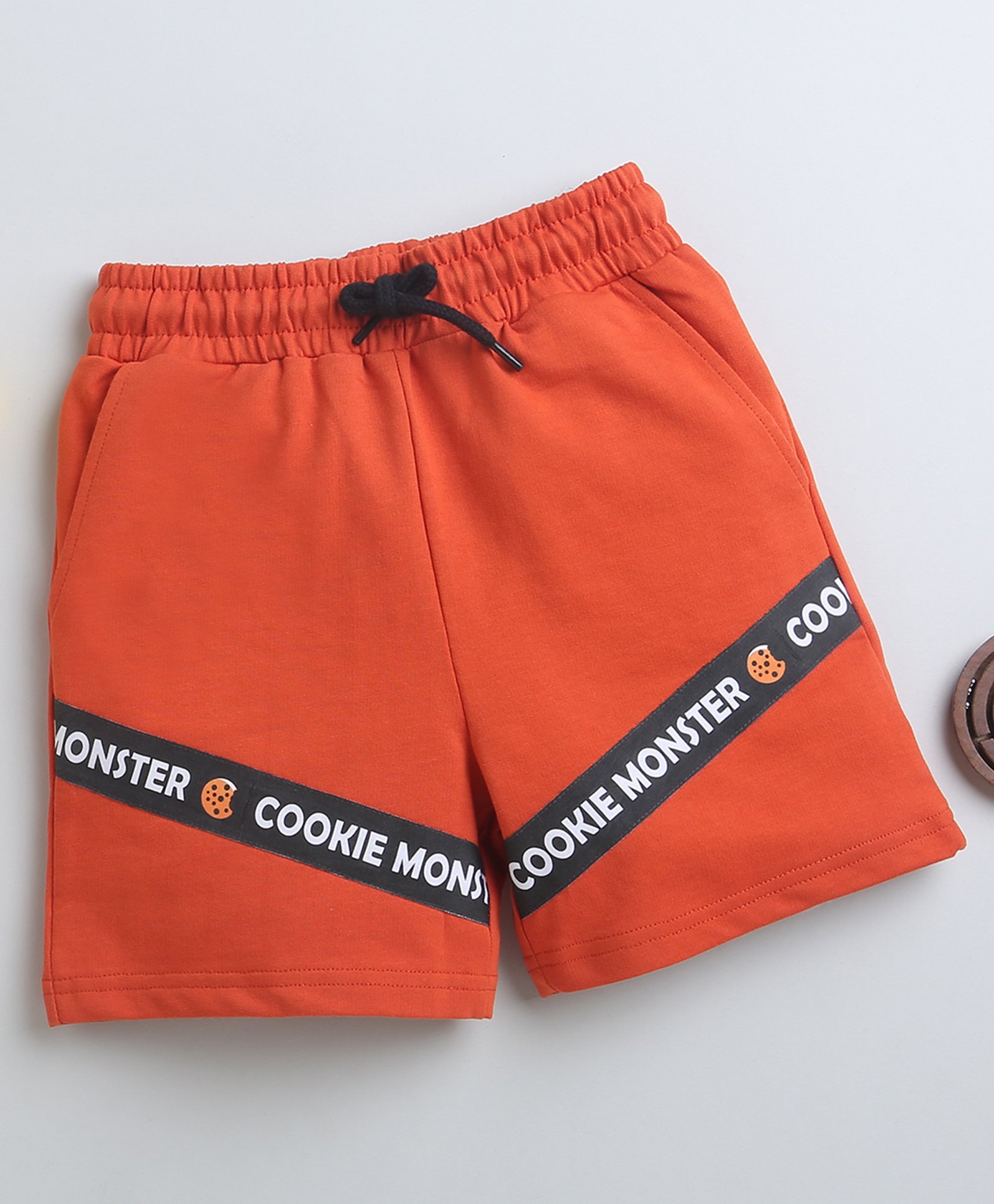 BUMZEE Cotton Woven Above Knee Length Cut & Sew Shorts with Text Print - Rust Orange-picture-22