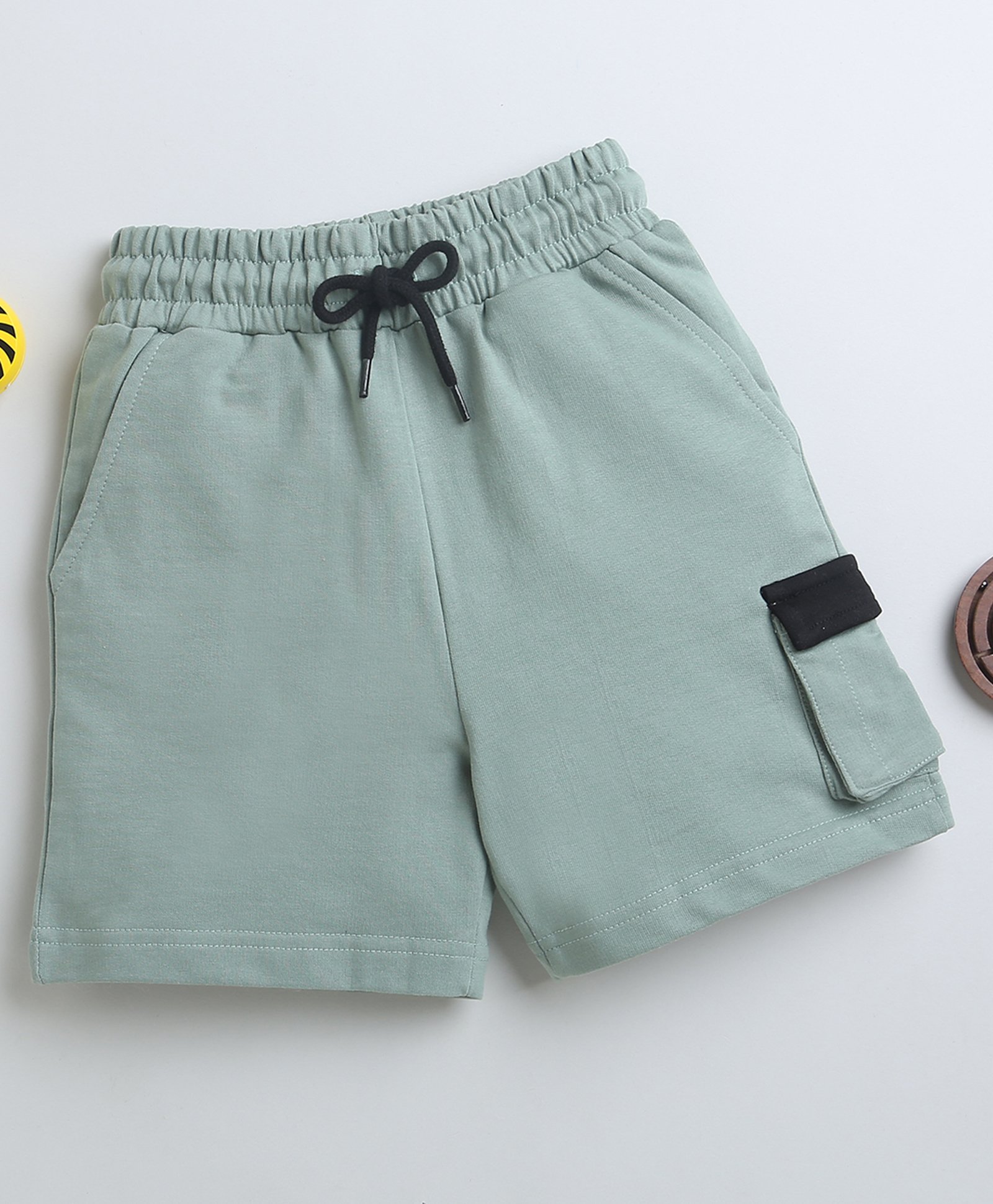 BUMZEE Cotton Woven Above Knee Length Solid Shorts - Olive Green-picture-17