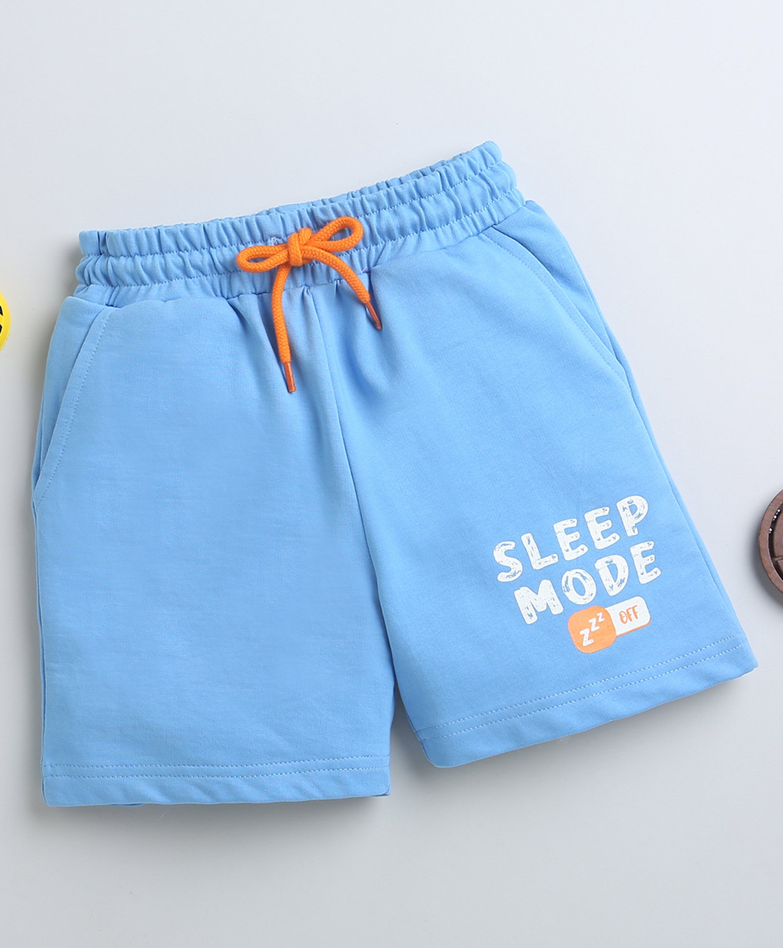 BUMZEE Cotton Woven Above Knee Length Shorts with Text Print - Light Blue-picture-20