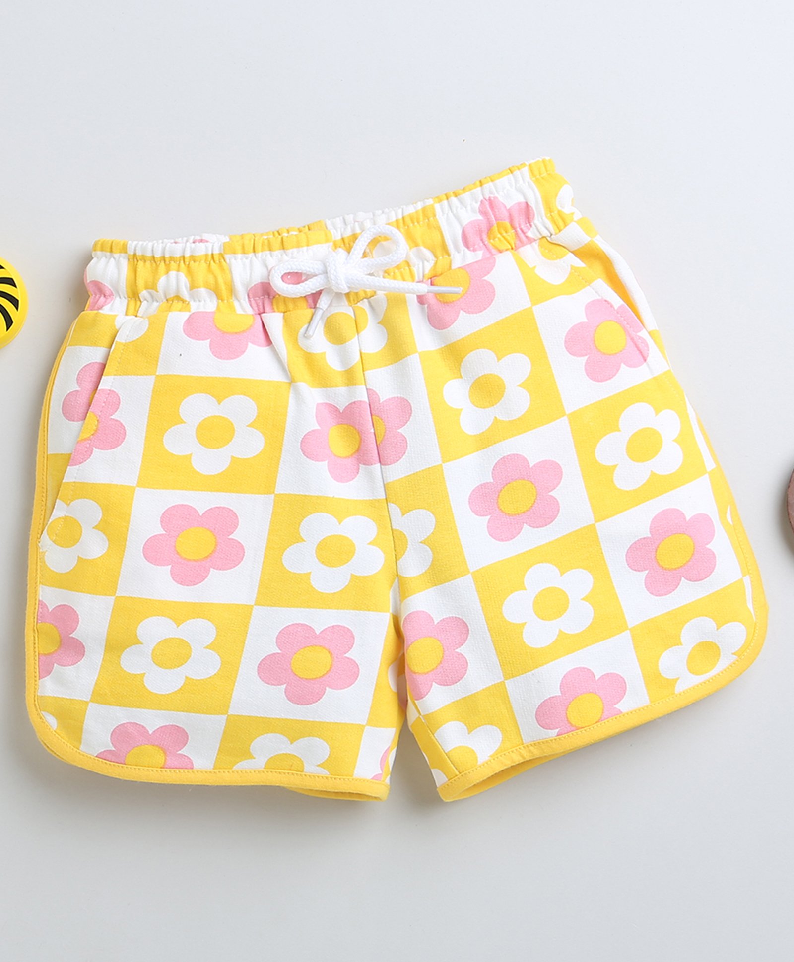 BUMZEE Cotton Woven Above Knee Length Floral Printed Shorts - Yellow-picture-24