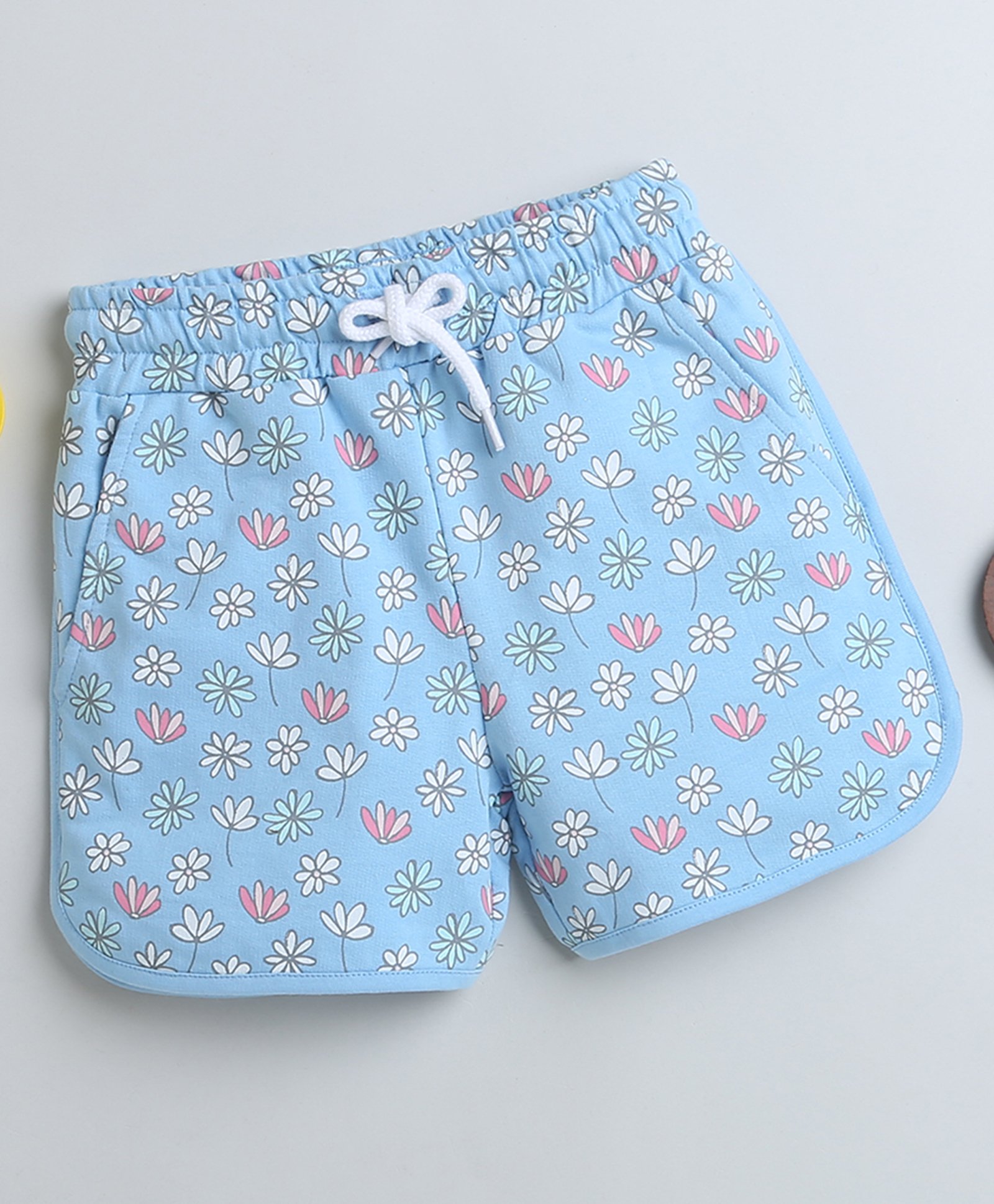 BUMZEE Cotton Woven Above Knee Length Shorts Floral Print - Light Blue-picture-26