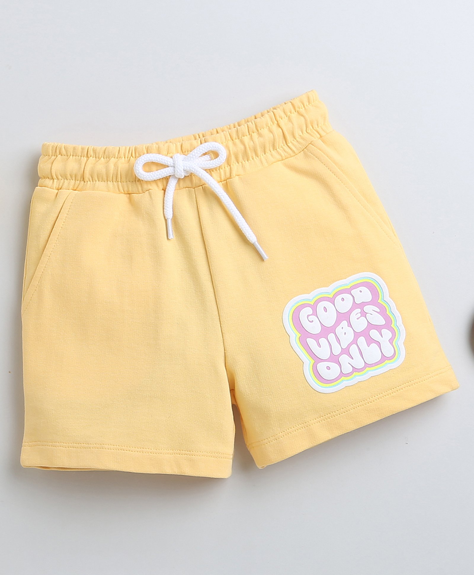 BUMZEE Cotton Woven Above Knee Length Shorts Text Print - Yellow-picture-15