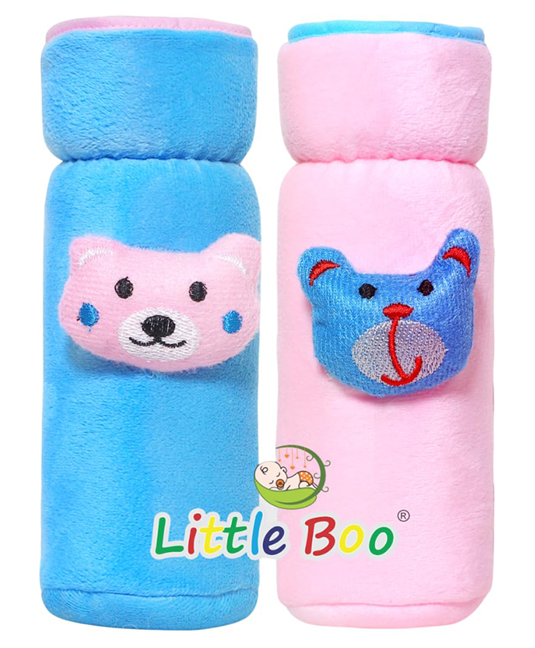 Little Boo Baby Feeding milk Bottle Cover with Elastic Neck Pack of 2Valvet Blue&Pink - Fits Upto 250ml Bottle-image-45