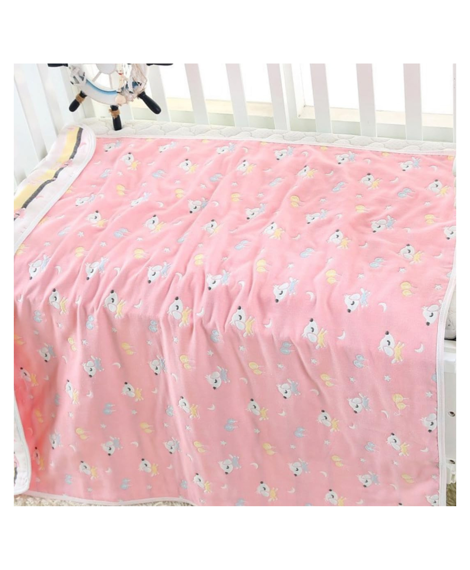MumsLap Premium Organic Muslin Cotton 6 Layer Gauze Swaddle Wrap / Blanket - Pink-picture-32