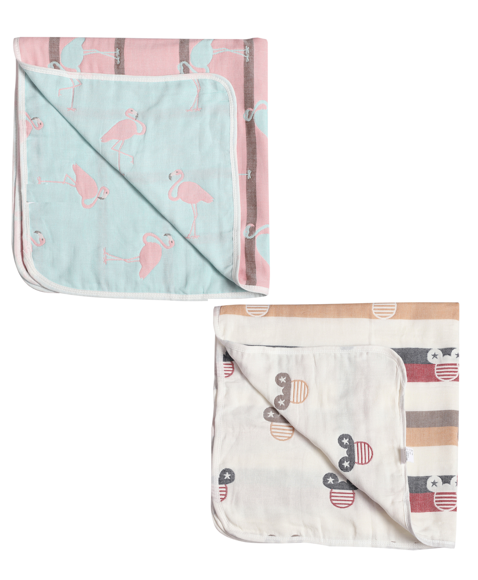 MumsLap Premium Organic Muslin Cotton 6 Layer Gauze Swaddle Wrap / Blanket - White Green-picture-26