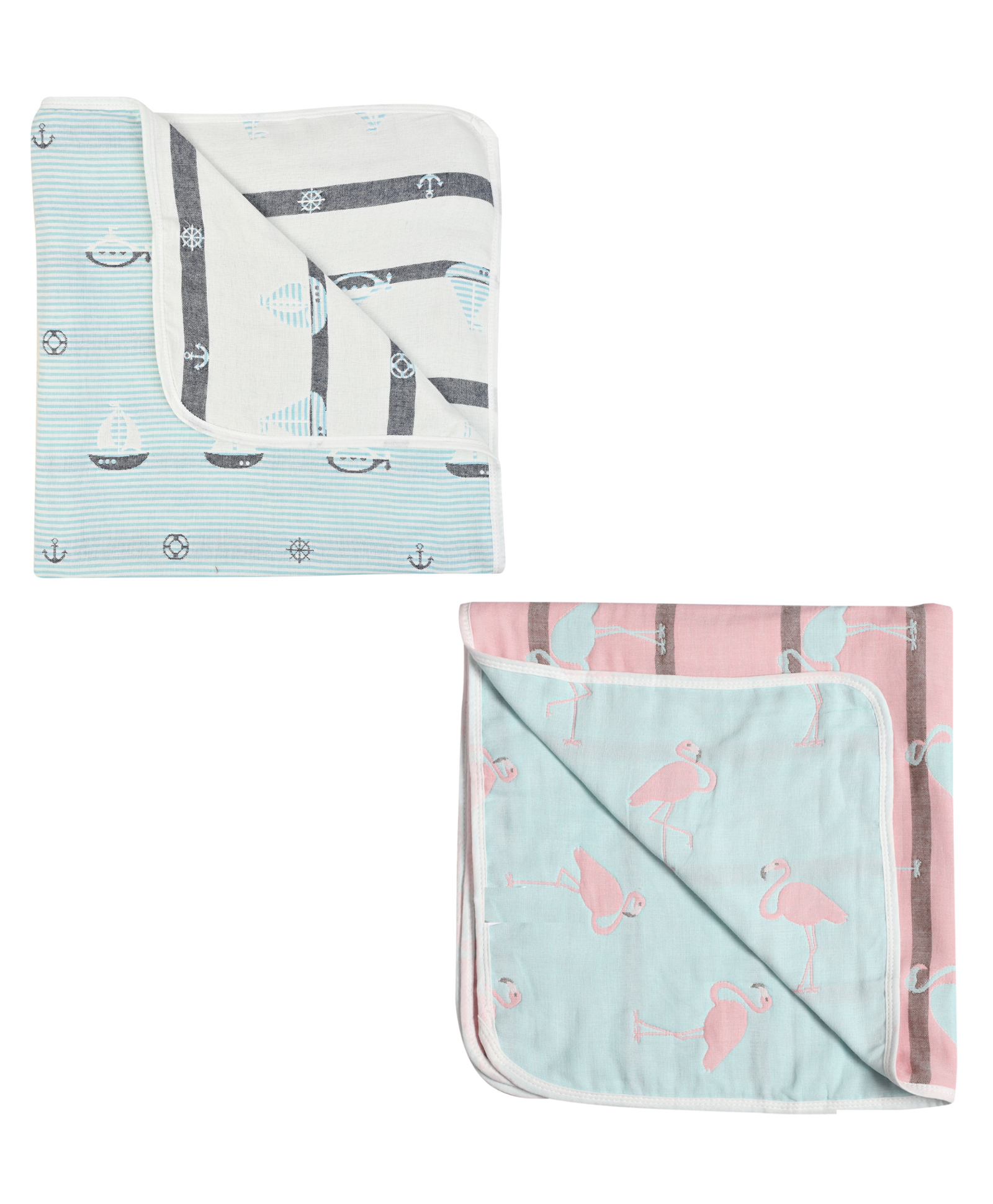 MumsLap Premium Organic Muslin Cotton 6 Layer Gauze Swaddle Wrap / Blanket - Blue Green-picture-28