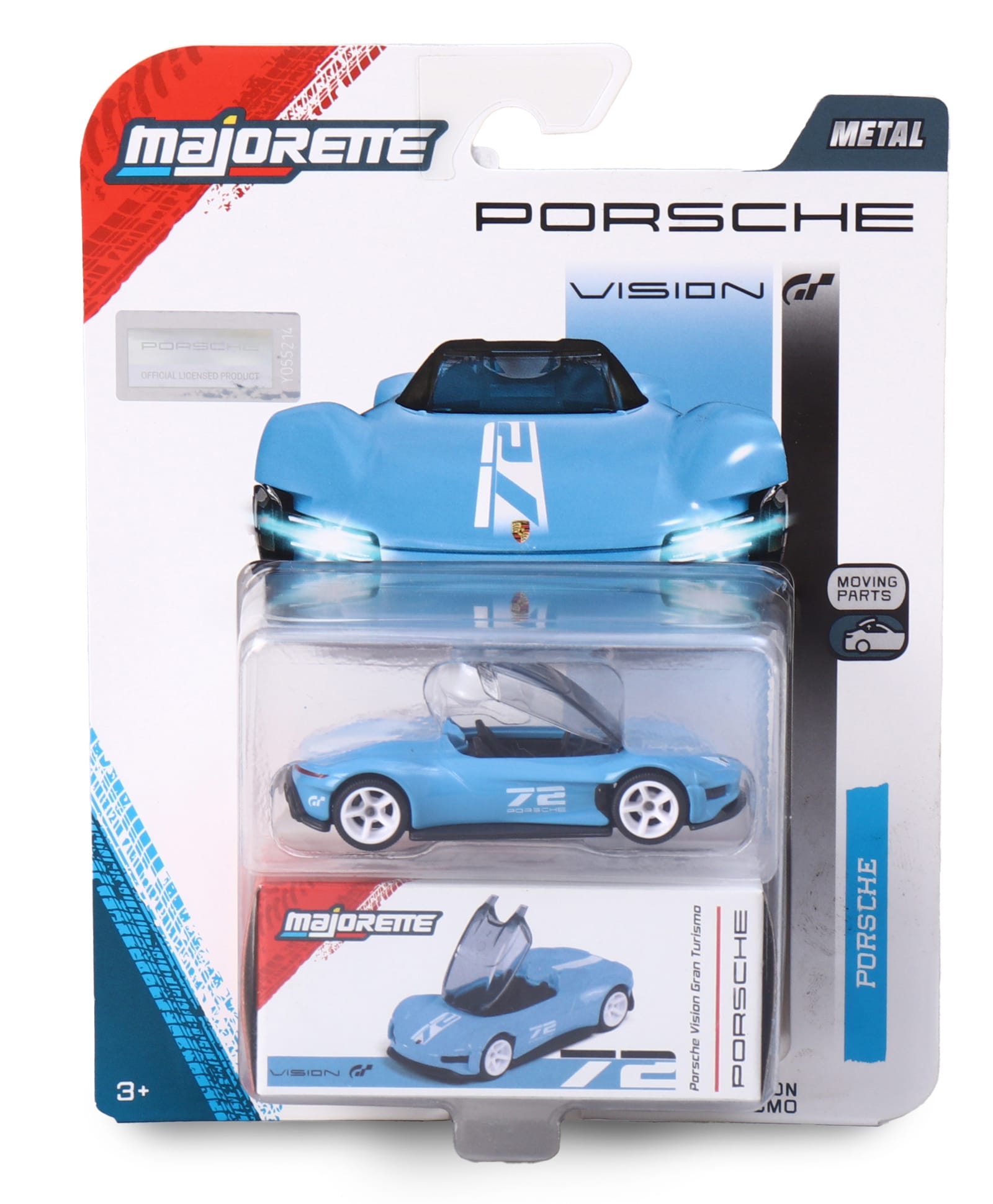 Majorette Porche Gran Turismo Die Cast Free Wheel Model Toy Car - Blue-image-3