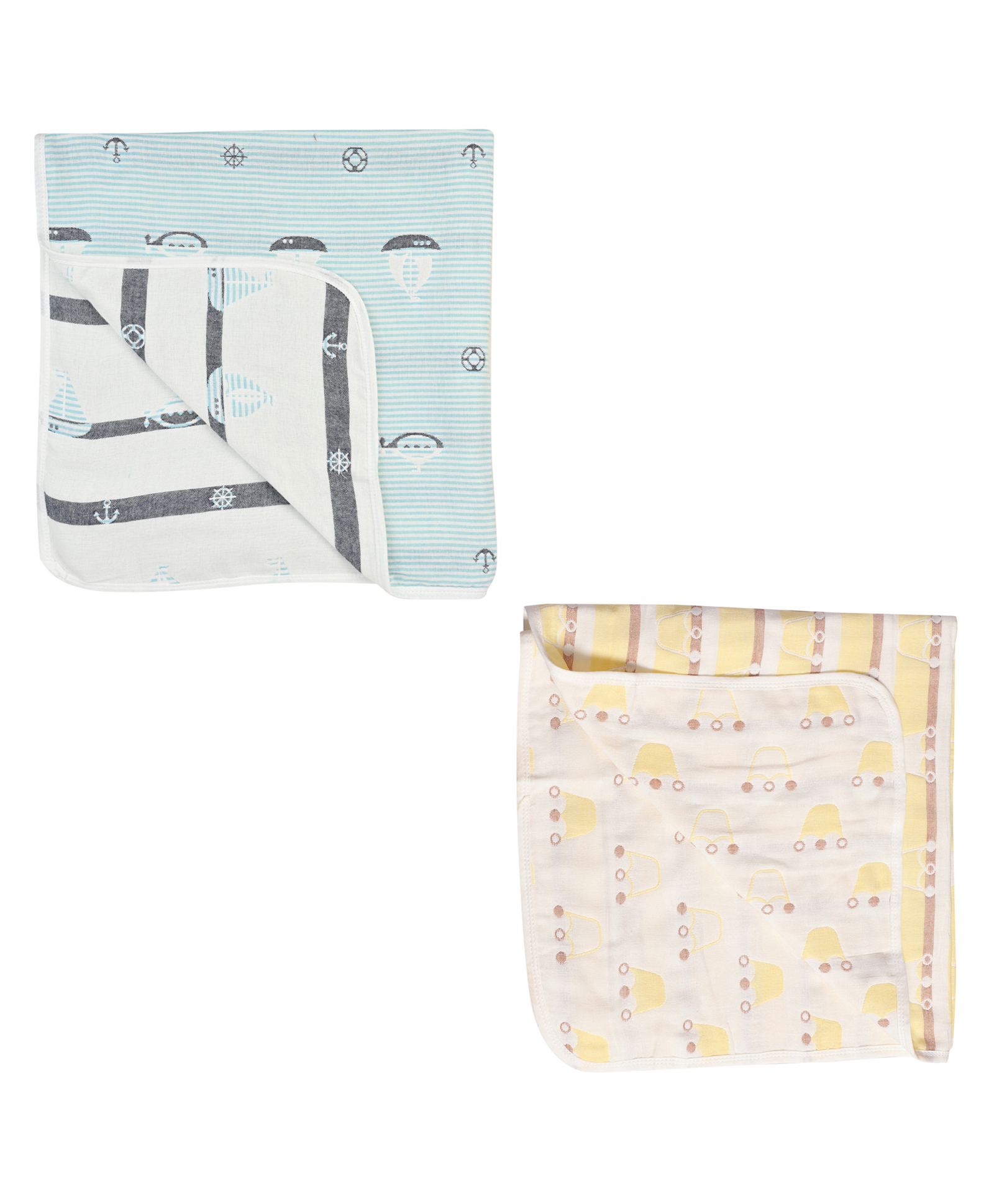MumsLap Premium Organic Muslin Cotton 6 Layer Gauze Swaddle Wrap / Blanket - Blue & Yellow-image-25