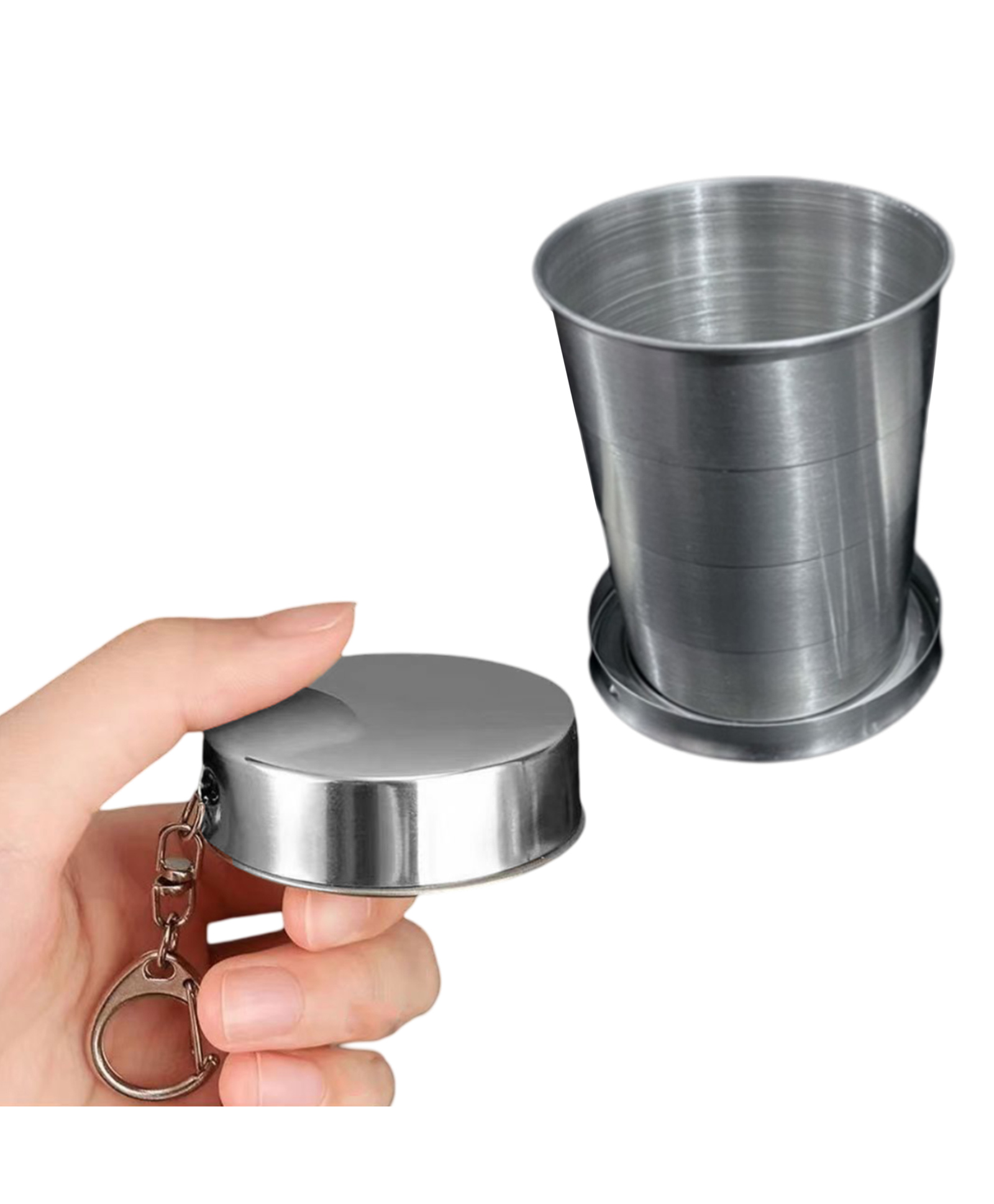 BEMBIKA Foldable Glass Portable Folding Glass, Collapsible Travel glass with lid, Reusable Folding Drinking Glass Cup, Compact & Portable Collapsible Glass, Portable Folding Stainless Steel Travel Mug-(150 ml)-image-43