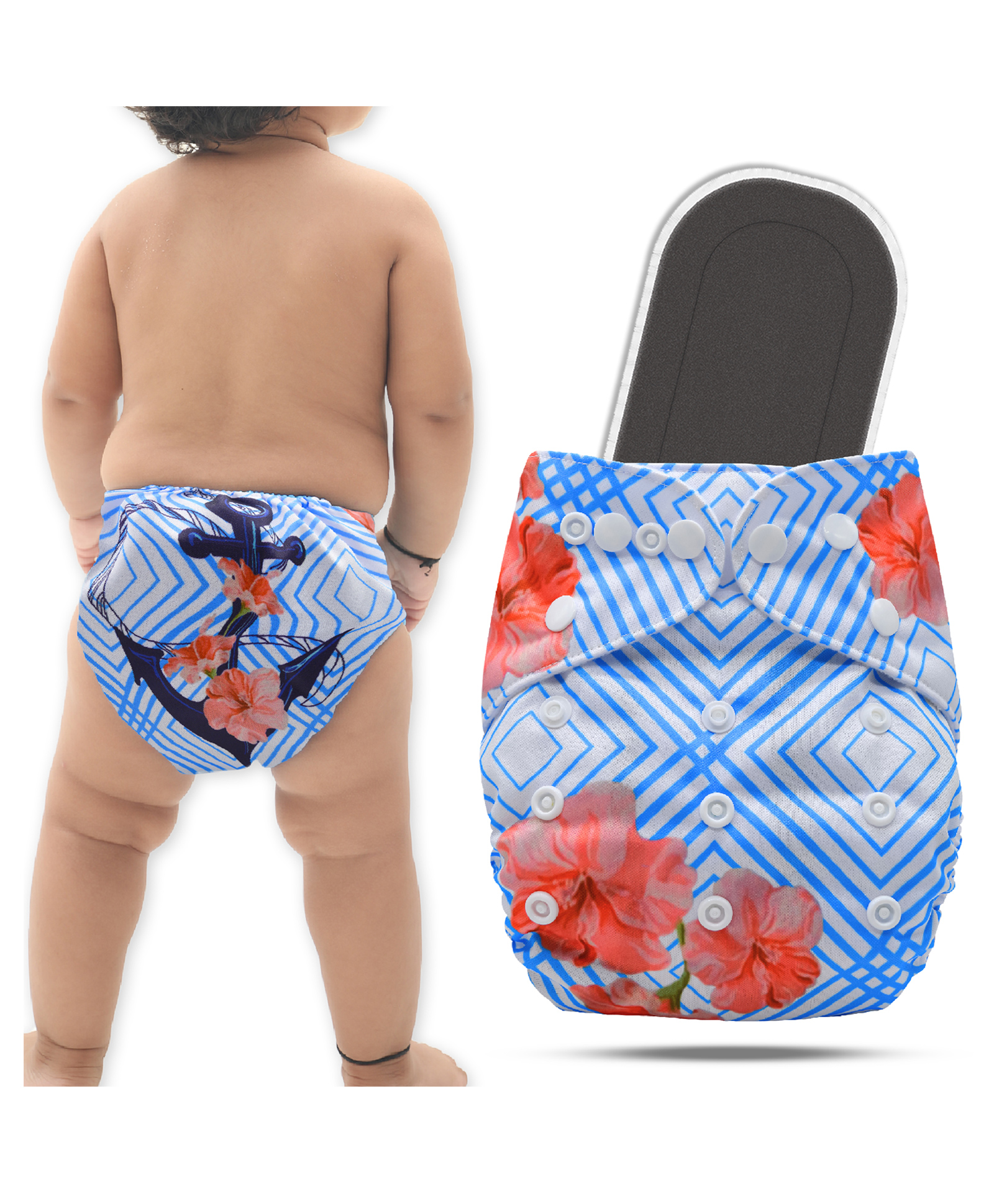 Bembika A Plus Printed Cloth Diaper With Bamboo Charcoal inserts for Babies Washable & Reusable Cloth Nappies For Baby Leakproof And Wetfree Adjustable Cloth Diapers -(BE2636)-picture-33