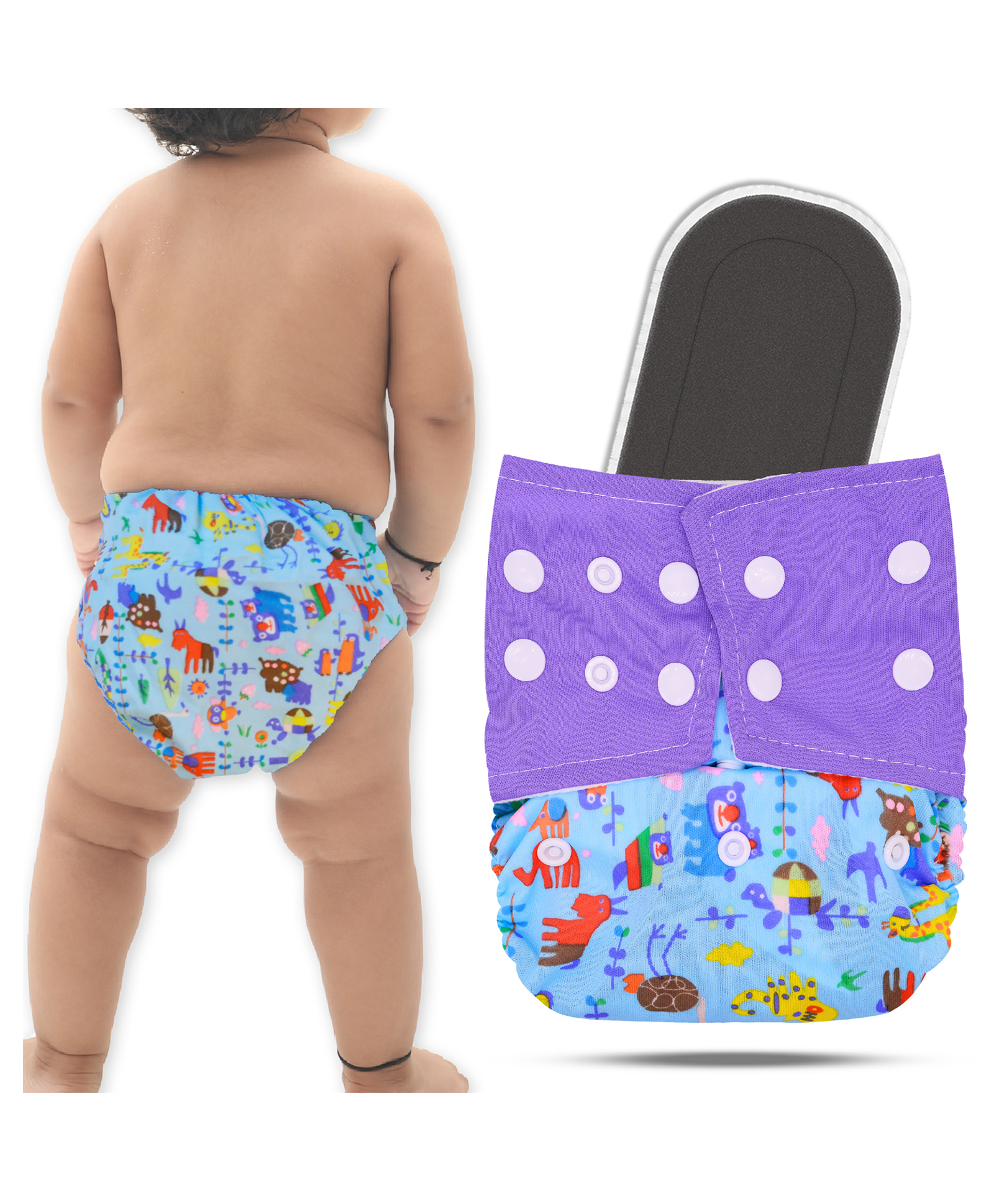 Bembika A Plus Printed Cloth Diaper With Bamboo Charcoal inserts for Babies Washable & Reusable Cloth Nappies For Baby Leakproof And Wetfree Adjustable Cloth Diapers -(BE2637)-picture-17