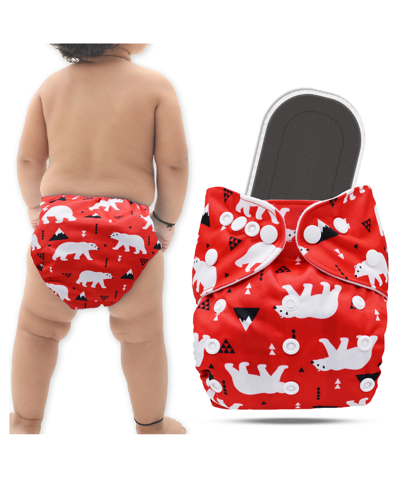 Bembika A Plus Printed Cloth Diaper With Bamboo Charcoal inserts for Babies Washable & Reusable Cloth Nappies For Baby Leakproof And Wetfree Adjustable Cloth Diapers -(BE2640)-picture-25