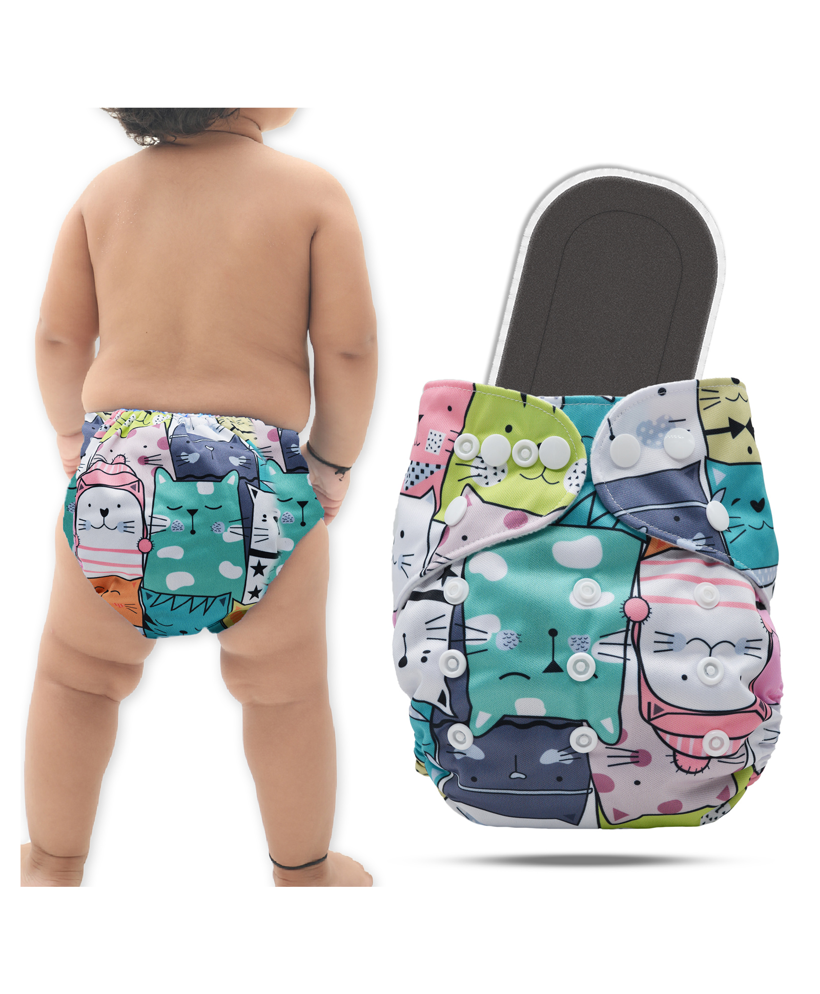 Bembika A Plus Printed Cloth Diaper With Bamboo Charcoal inserts for Babies Washable & Reusable Cloth Nappies For Baby Leakproof And Wetfree Adjustable Cloth Diapers -(BE2641)-picture-26