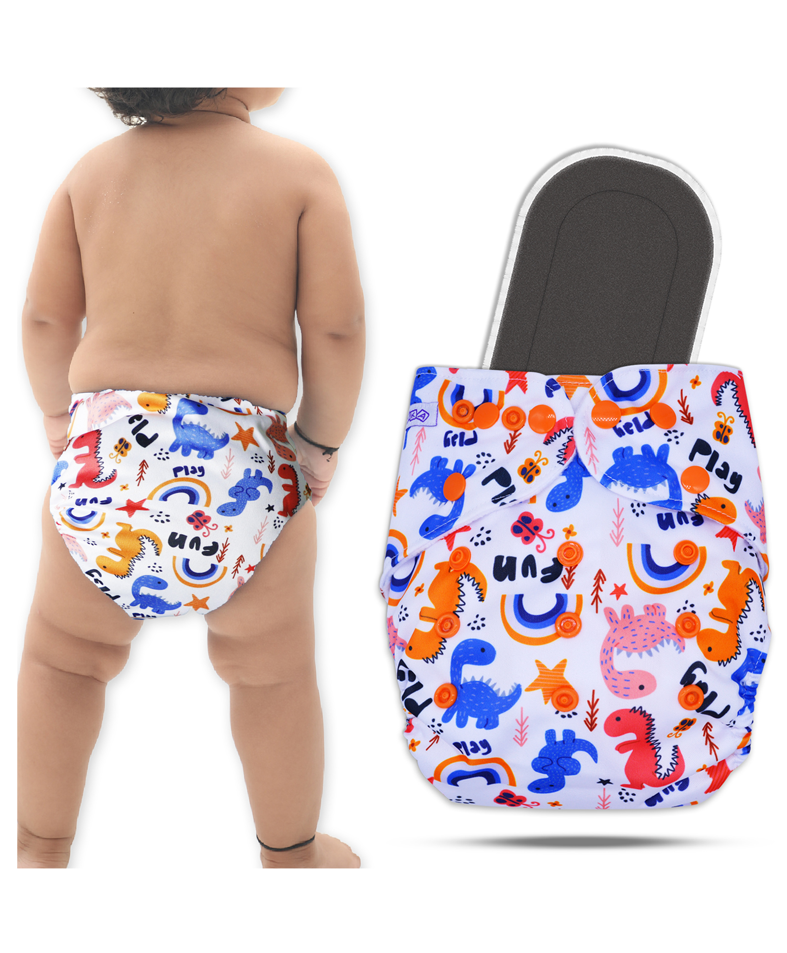 Bembika A Plus Printed Cloth Diaper With Bamboo Charcoal inserts for Babies Washable & Reusable Cloth Nappies For Baby Leakproof And Wetfree Adjustable Cloth Diapers -(BE2644)-picture-24