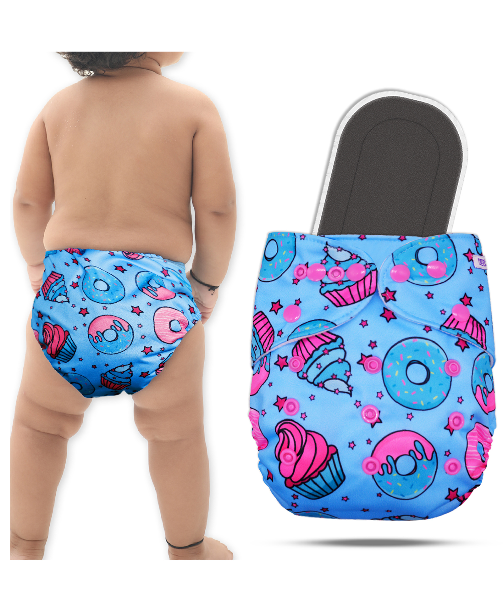 Bembika A Plus Printed Cloth Diaper With Bamboo Charcoal inserts for Babies Washable & Reusable Cloth Nappies For Baby Leakproof And Wetfree Adjustable Cloth Diapers -(BE2645)-picture-16