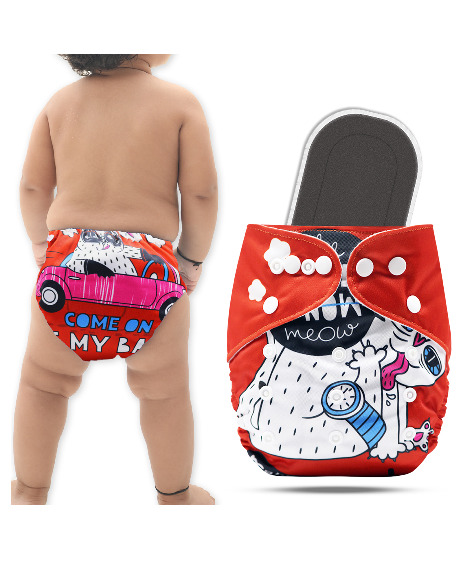Bembika A Plus Printed Cloth Diaper With Bamboo Charcoal inserts for Babies Washable & Reusable Cloth Nappies For Baby Leakproof And Wetfree Adjustable Cloth Diapers -(BE2646)-picture-20