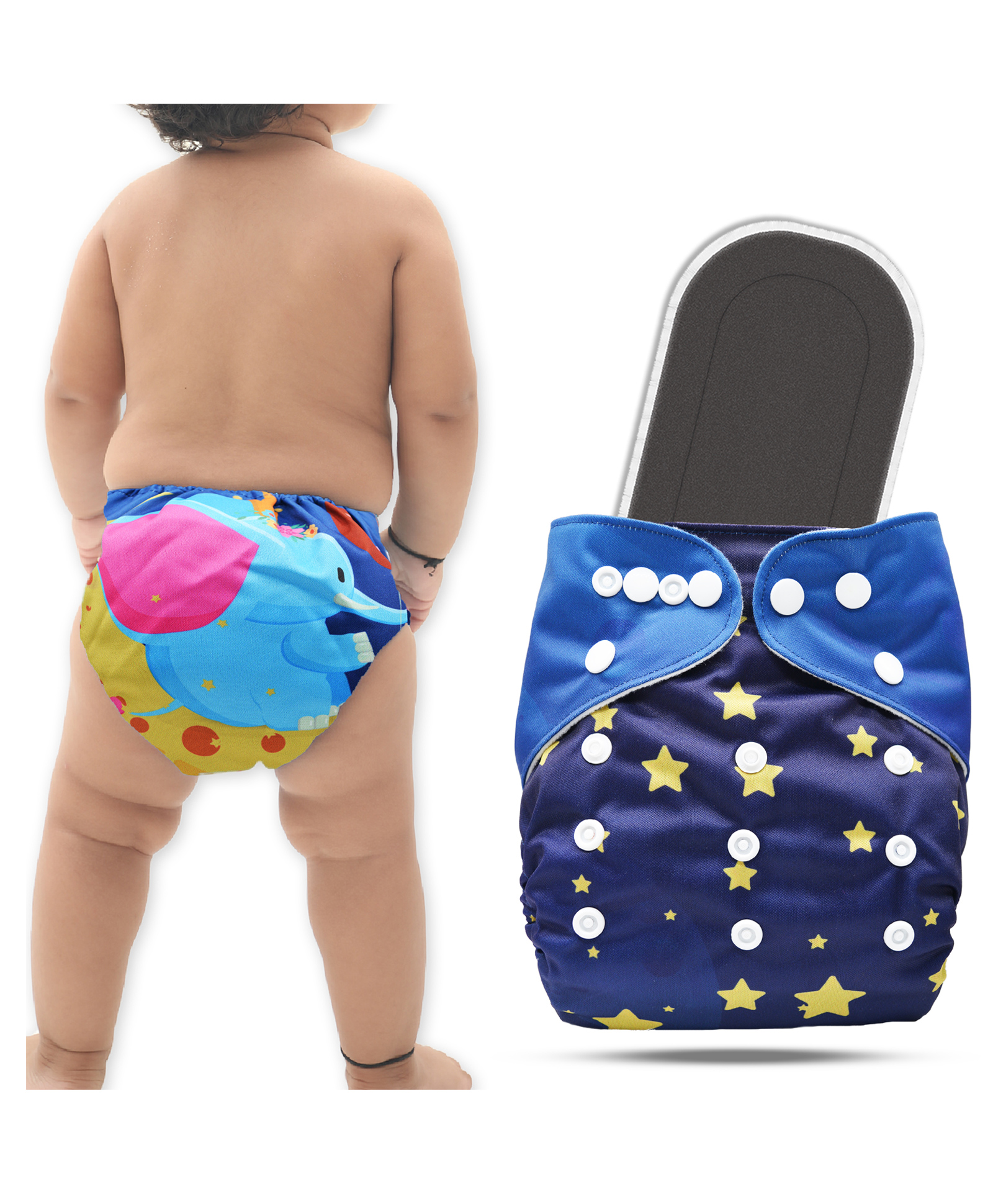 Bembika A Plus Printed Cloth Diaper With Bamboo Charcoal inserts for Babies Washable & Reusable Cloth Nappies For Baby Leakproof And Wetfree Adjustable Cloth Diapers -(BE2647)-picture-28
