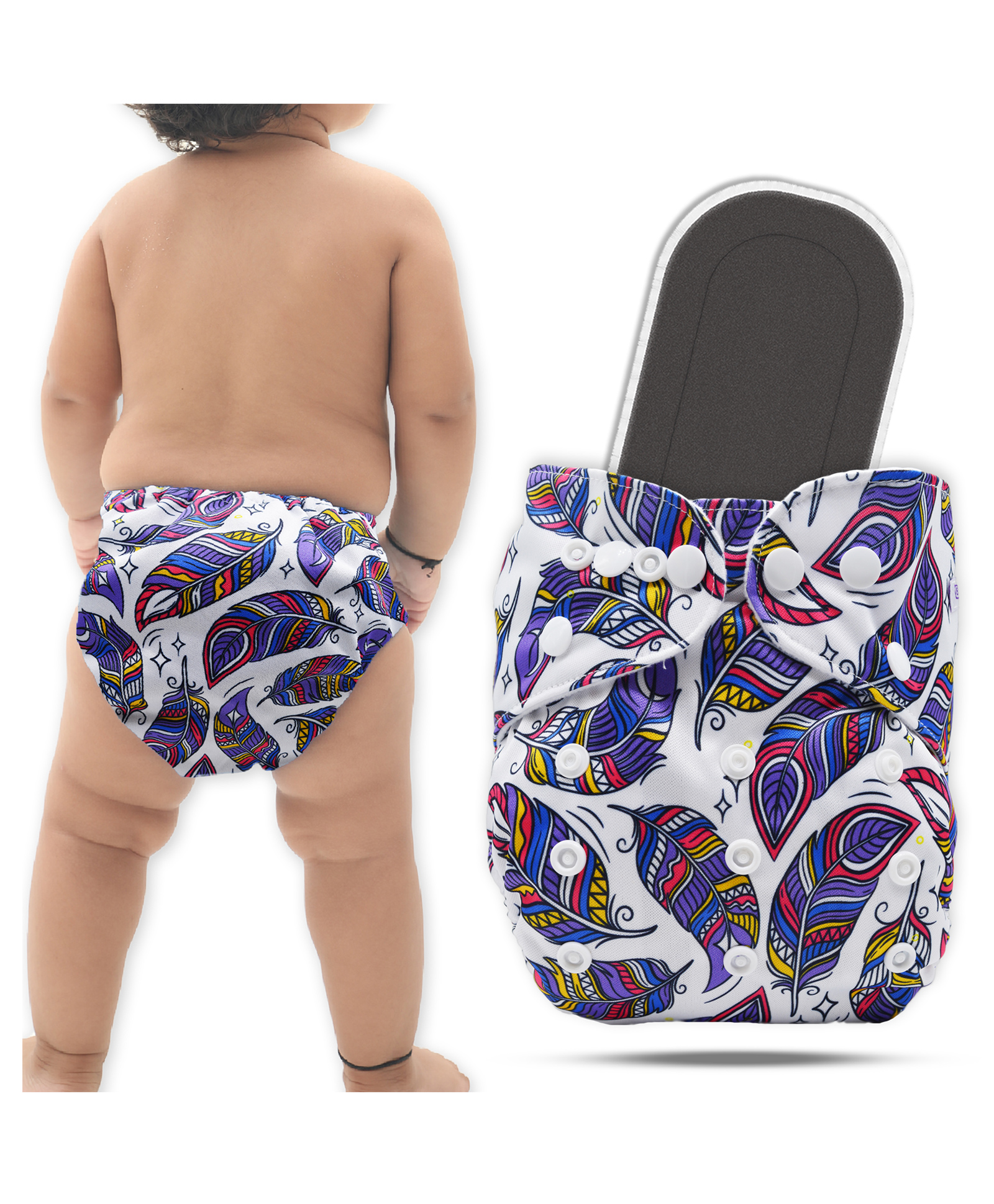 Bembika A Plus Printed Cloth Diaper With Bamboo Charcoal inserts for Babies Washable & Reusable Cloth Nappies For Baby Leakproof And Wetfree Adjustable Cloth Diapers -(BE2648)-picture-41