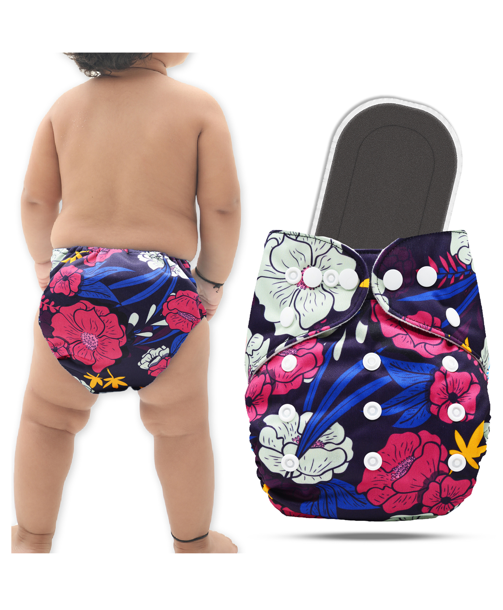 Bembika A Plus Printed Cloth Diaper With Bamboo Charcoal inserts for Babies Washable & Reusable Cloth Nappies For Baby Leakproof And Wetfree Adjustable Cloth Diapers -(BE2650)-picture-48