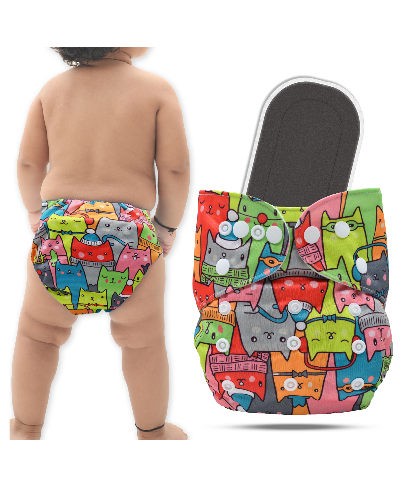Bembika A Plus Printed Cloth Diaper With Bamboo Charcoal inserts for Babies Washable & Reusable Cloth Nappies For Baby Leakproof And Wetfree Adjustable Cloth Diapers -(BE2656)-picture-33